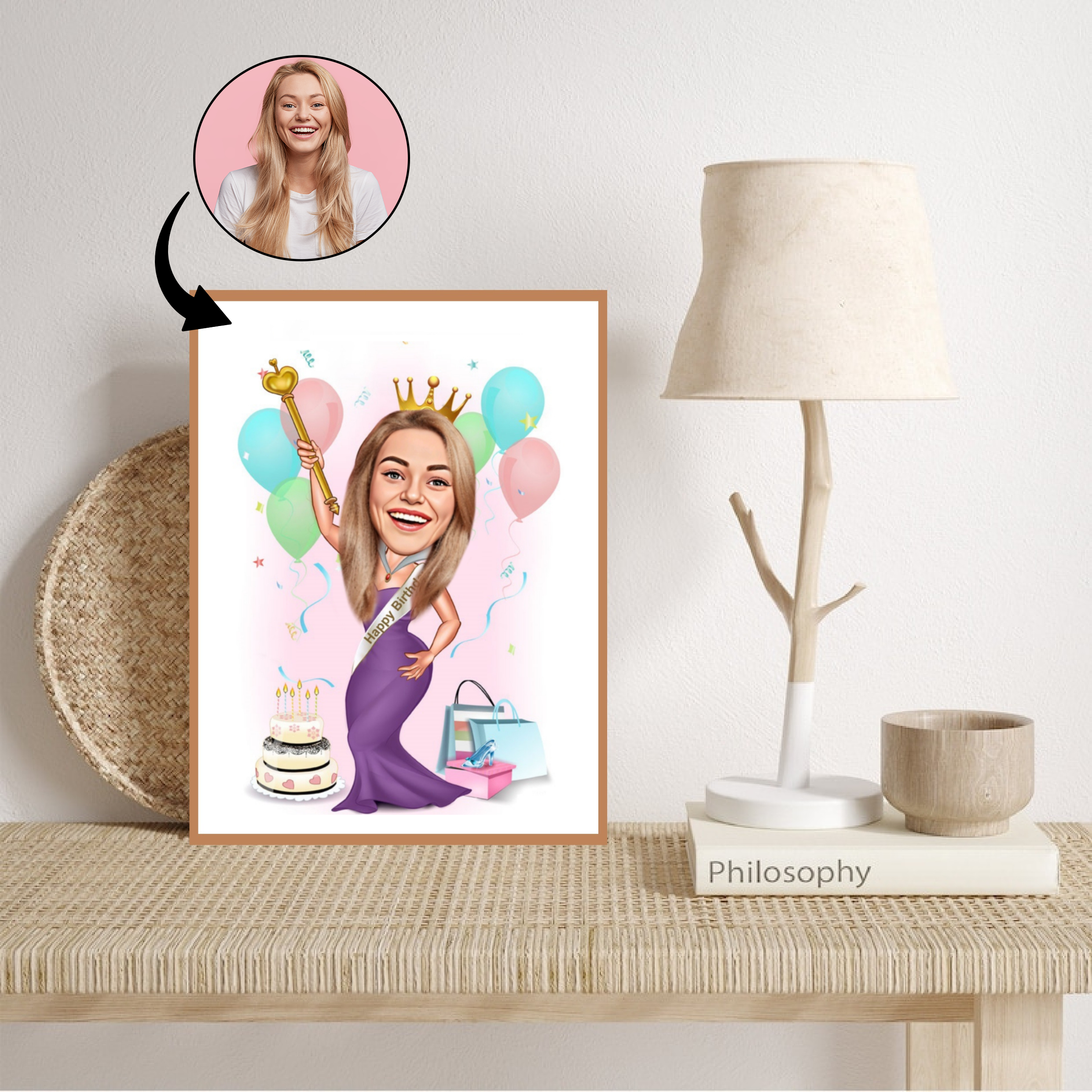 Kopi af Fødselsdag tema5 (1 person) - karikaturtegning efter dine fotos - Just Karikatur