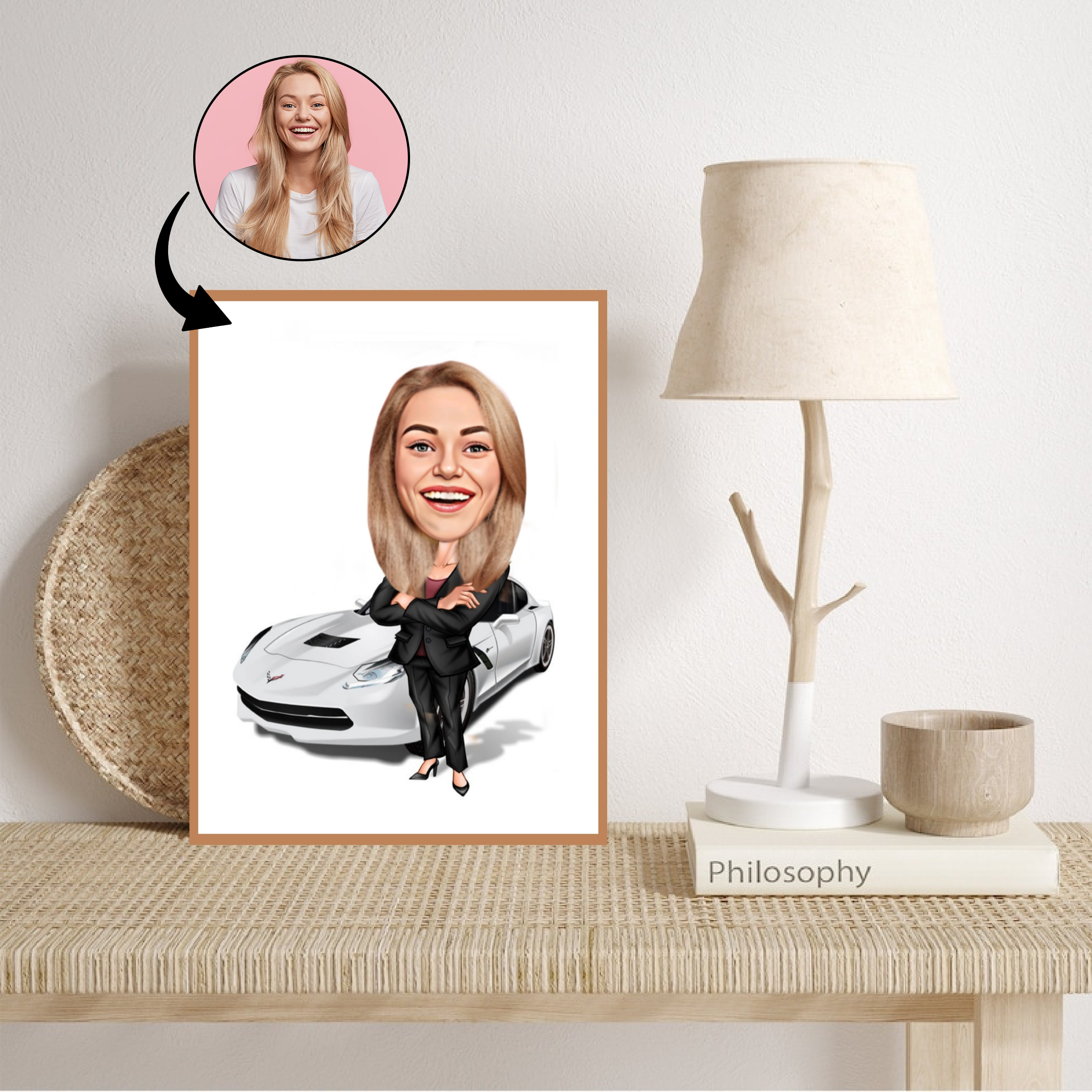 Virksomhed tema45 (1 person) - karikaturtegning efter dine fotos - Just Karikatur