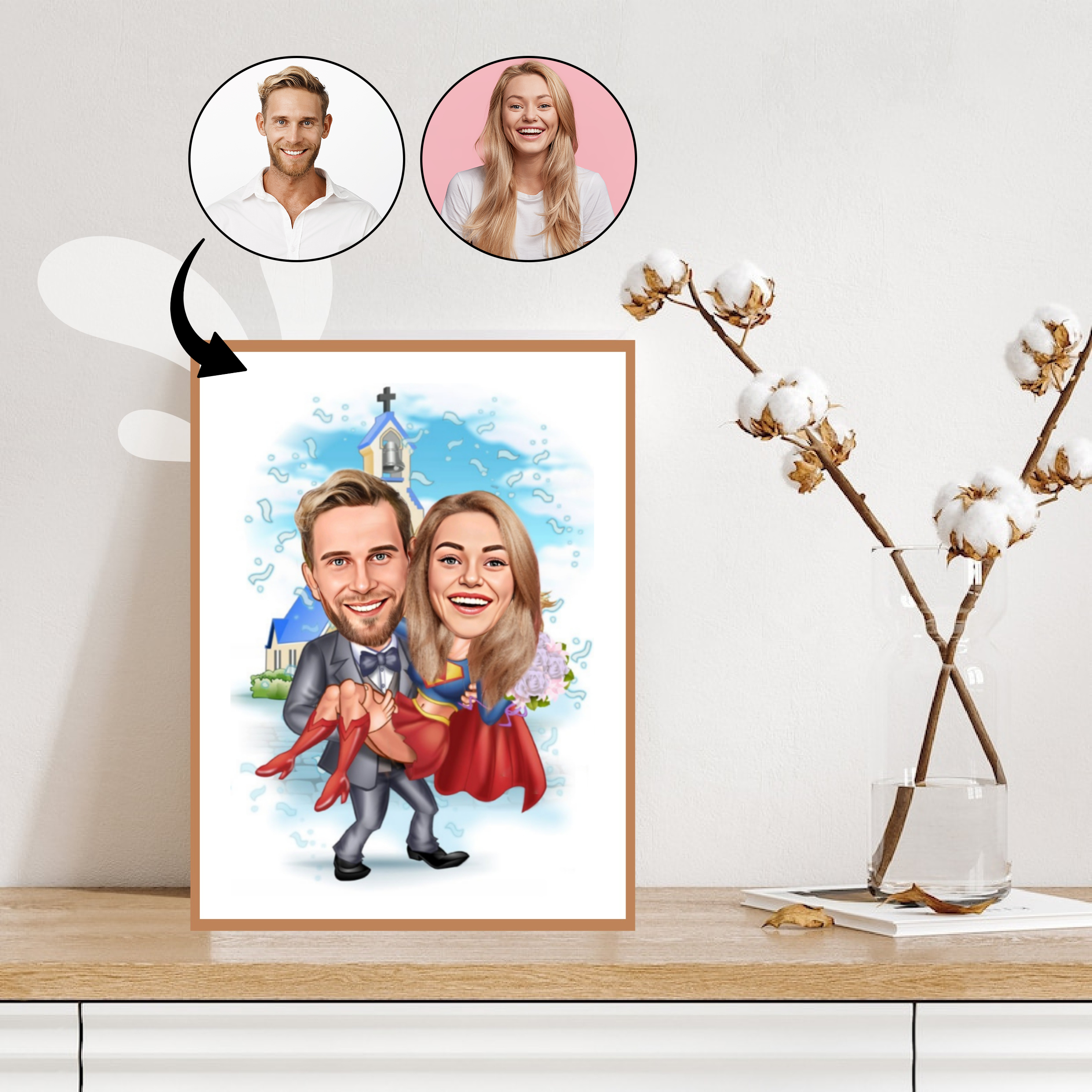 Par tema30 (2 personer) - karikaturtegning efter dine fotos - Just Karikatur