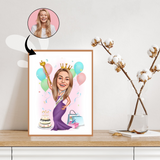 Kopi af Fødselsdag tema5 (1 person) - karikaturtegning efter dine fotos - Just Karikatur