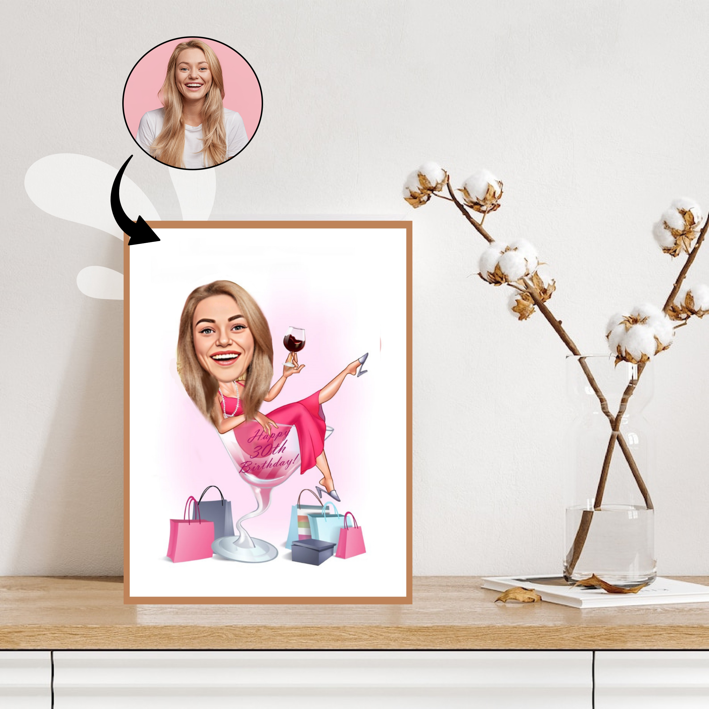 Fødselsdag tema6 (1 person) - karikaturtegning efter dine fotos - Just Karikatur