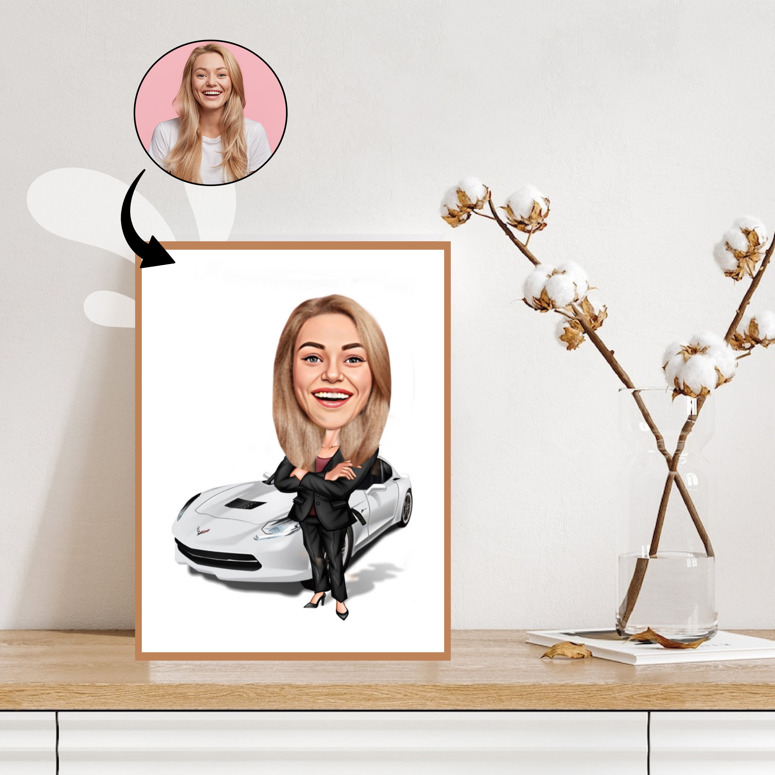 Virksomhed tema45 (1 person) - karikaturtegning efter dine fotos - Just Karikatur