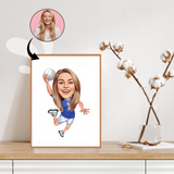 Sports tema69 (1 person) - karikaturtegning efter dine fotos - Just Karikatur