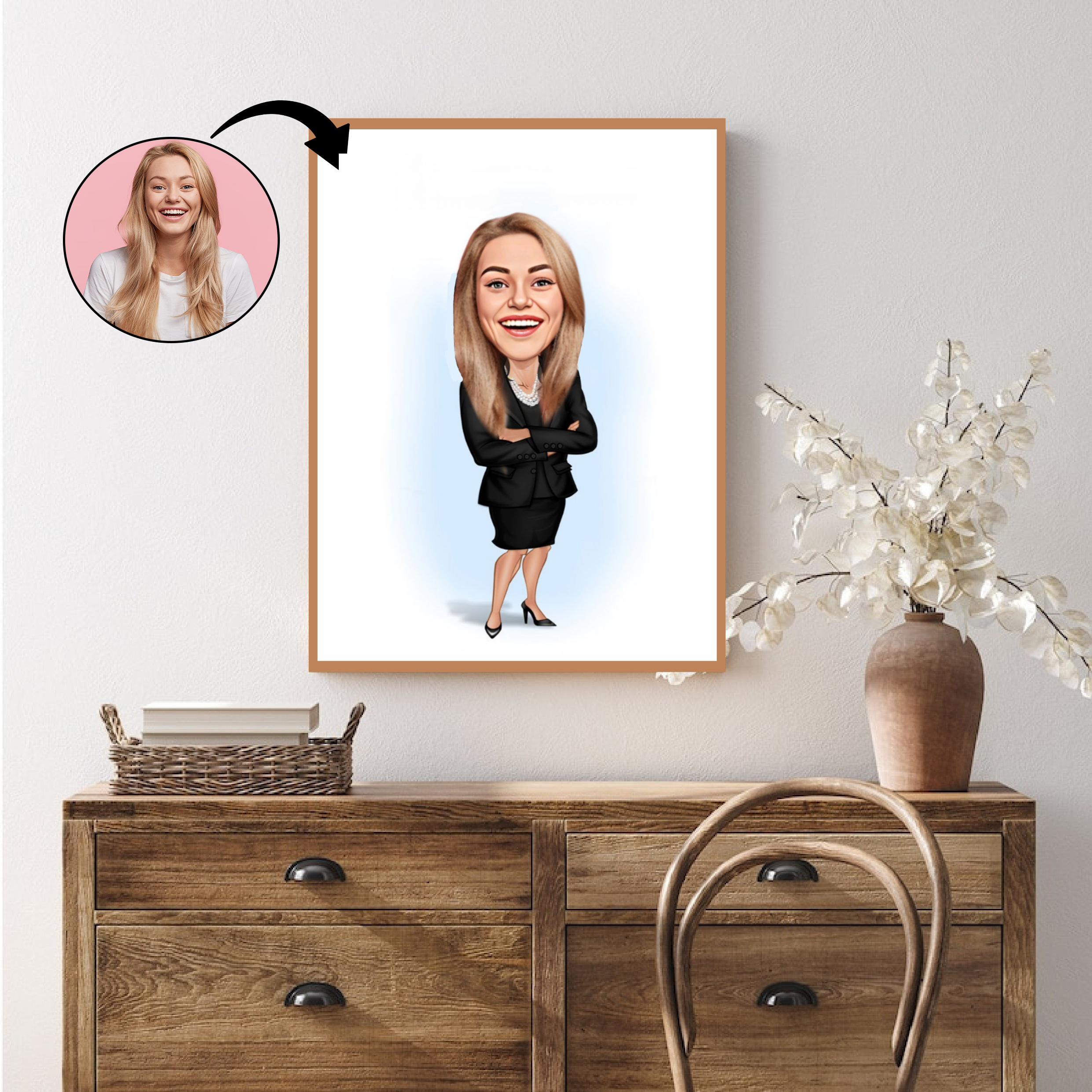 Virksomhed tema71 (1 person) - karikaturtegning efter dine fotos - Just Karikatur