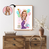 Kopi af Fødselsdag tema5 (1 person) - karikaturtegning efter dine fotos - Just Karikatur