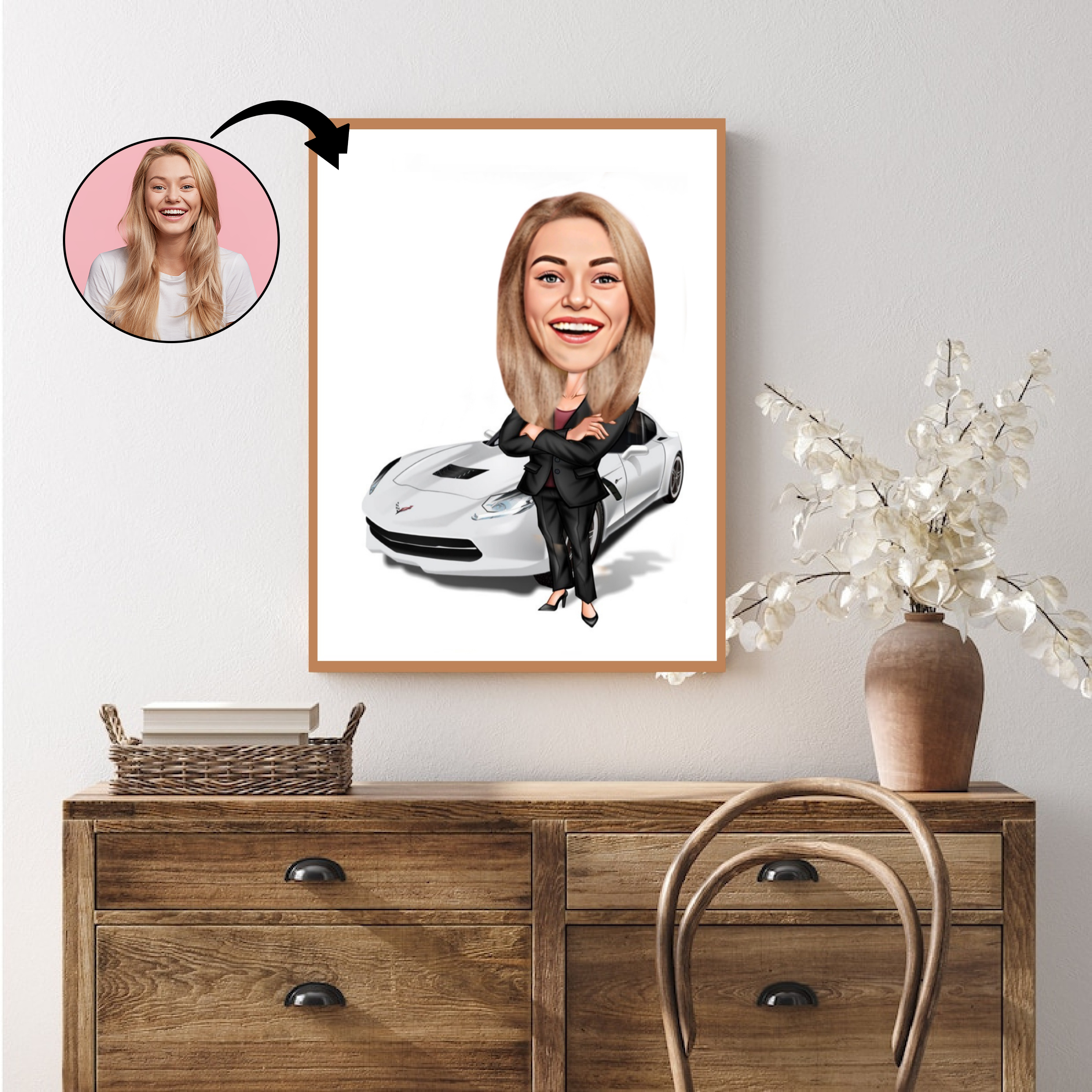 Virksomhed tema45 (1 person) - karikaturtegning efter dine fotos - Just Karikatur