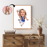 Sports tema69 (1 person) - karikaturtegning efter dine fotos - Just Karikatur