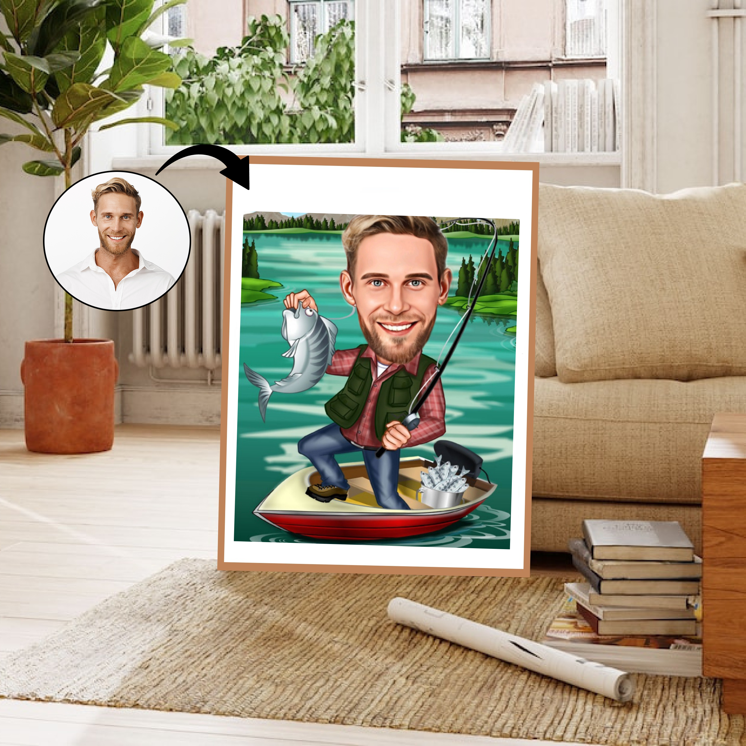 Rejse tema18 (1 person) - karikaturtegning efter dine fotos - Just Karikatur