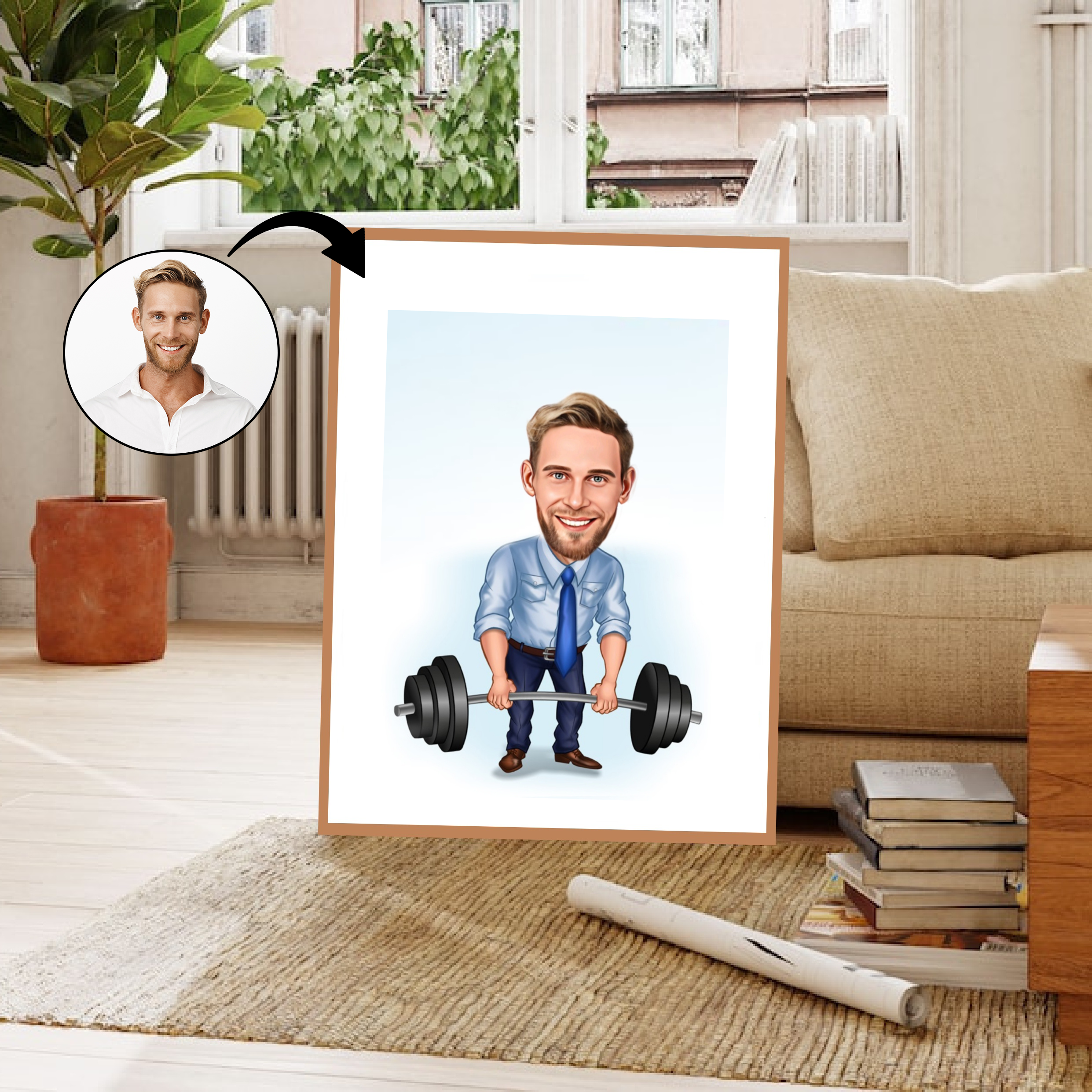 Virksomhed tema9 (1 person) - karikaturtegning efter dine fotos - Just Karikatur