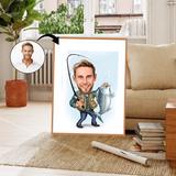 Rejse tema20 (1 person) - karikaturtegning efter dine fotos - Just Karikatur