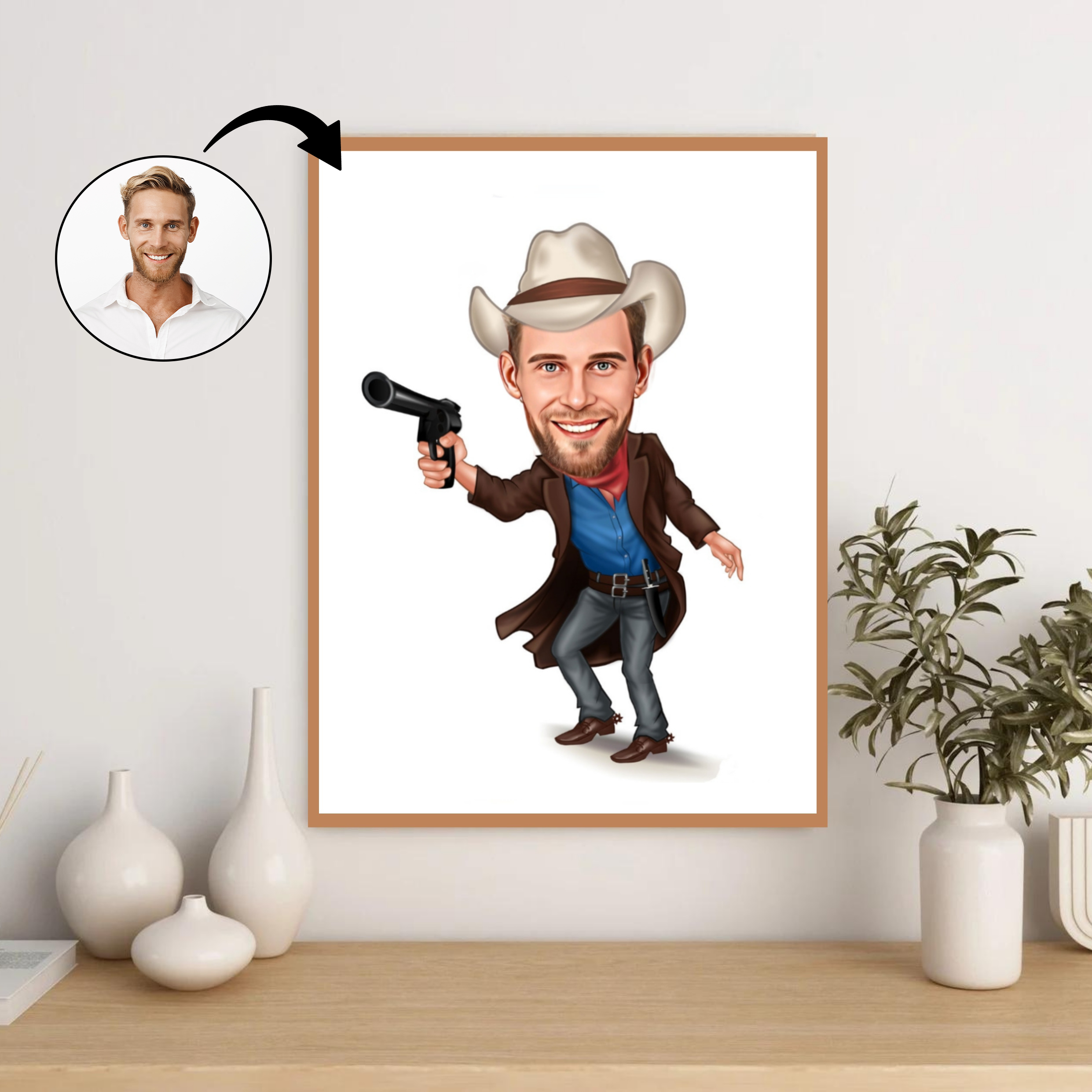 Til ham tema31 (1 person) - karikaturtegning efter dine fotos - Just Karikatur