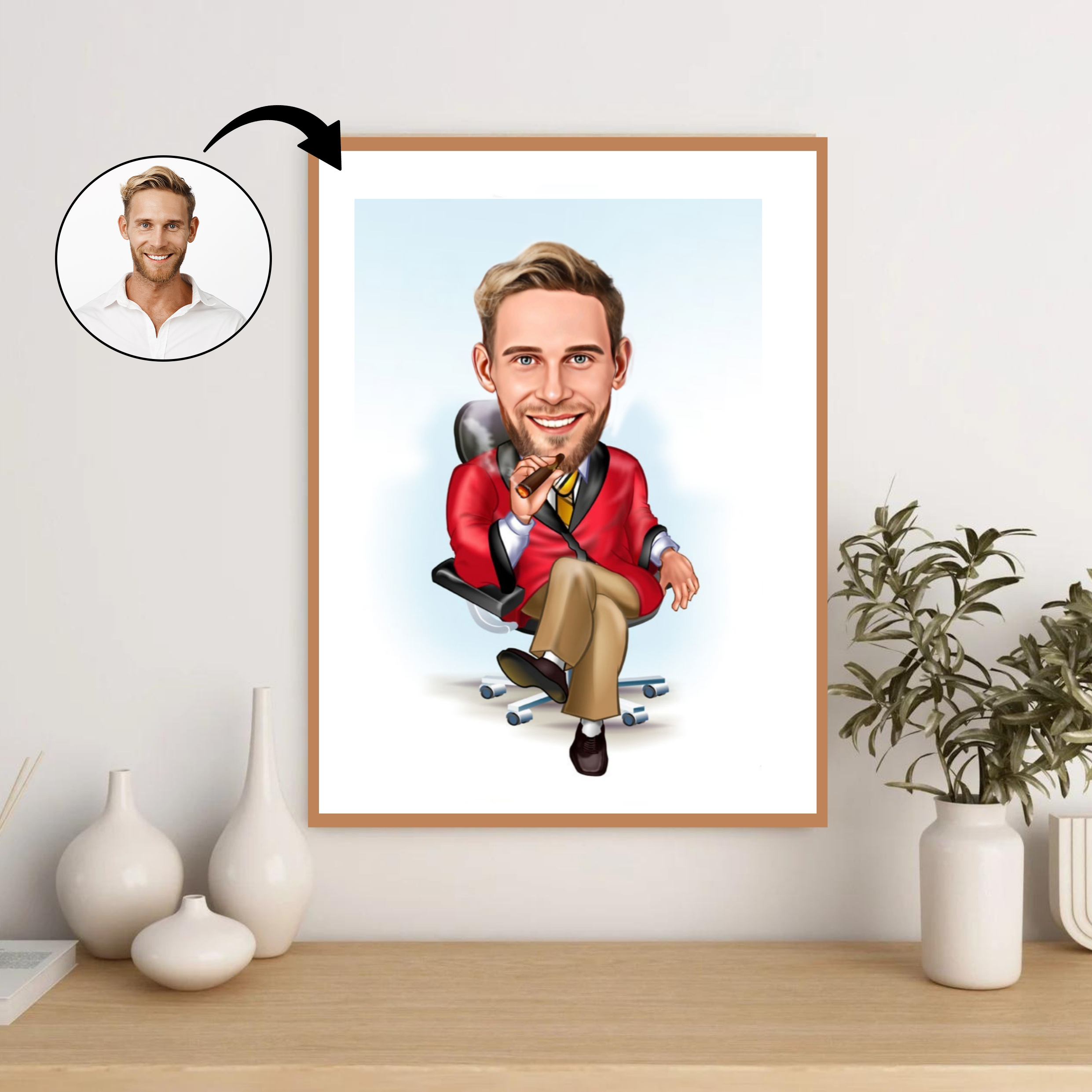 Chef tema4 (1 person) - karikaturtegning efter dine fotos - Just Karikatur