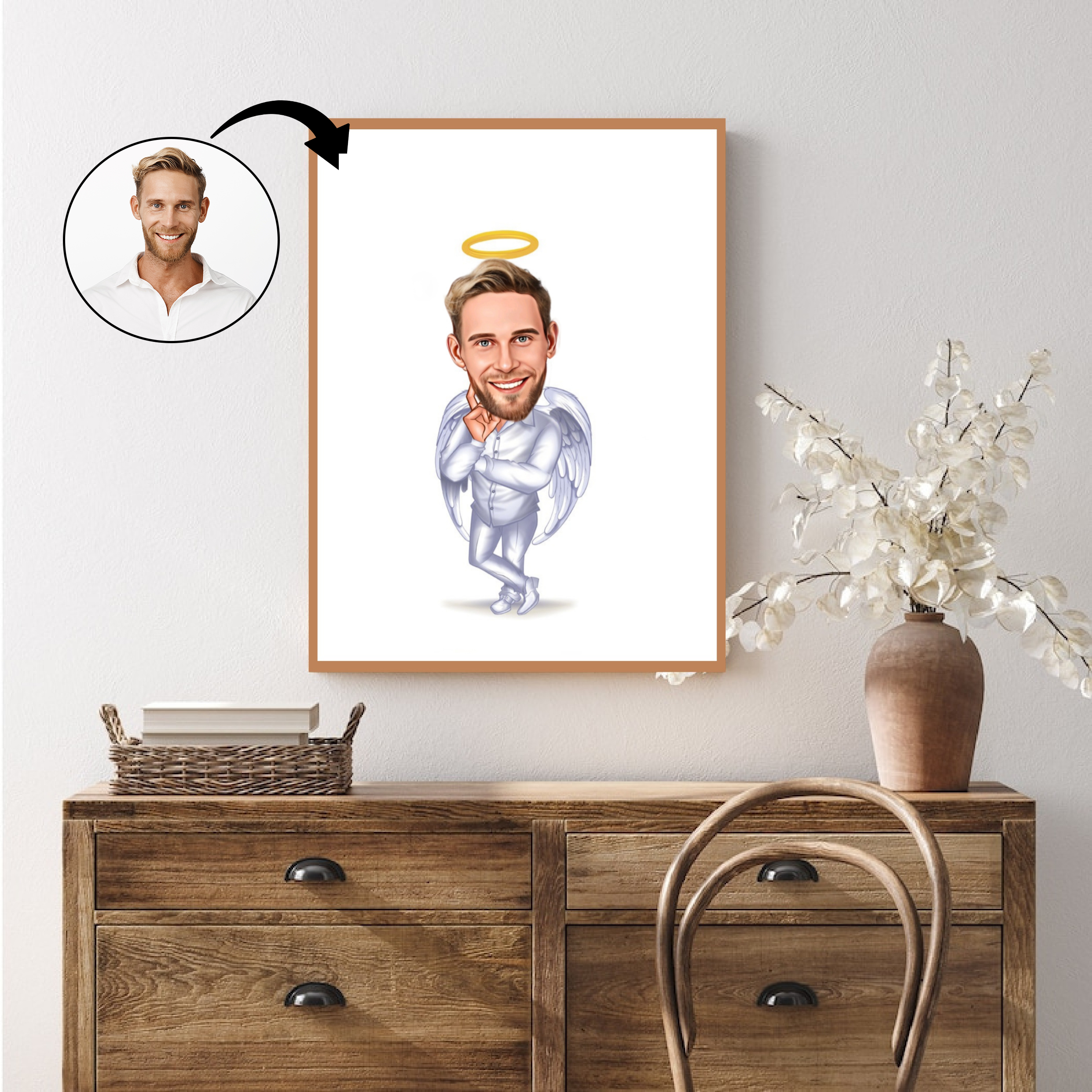 Til ham tema39 (1 person) - karikaturtegning efter dine fotos - Just Karikatur