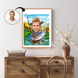 Rejse tema11 (1 person) - karikaturtegning efter dine fotos - Just Karikatur