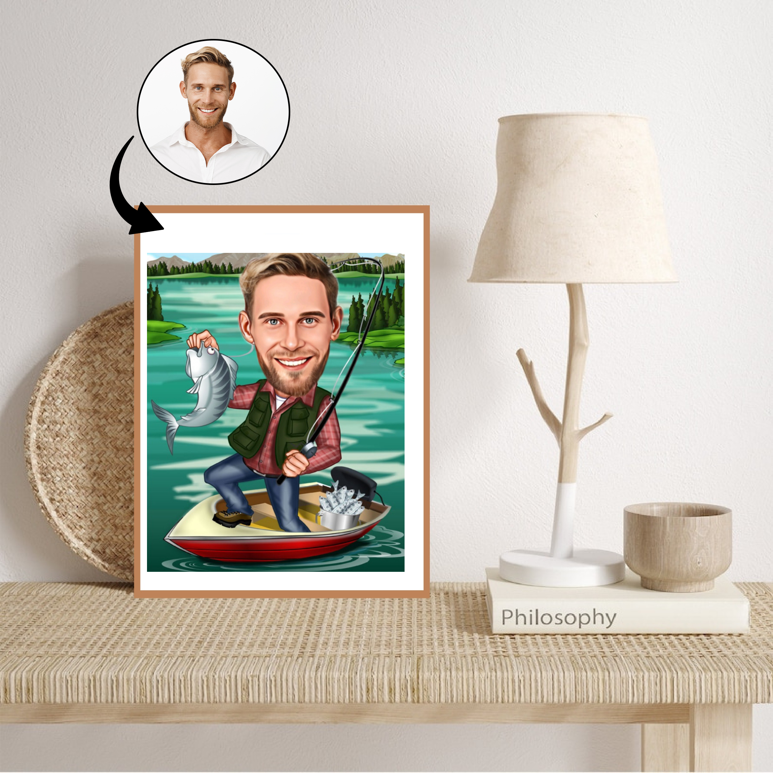 Rejse tema18 (1 person) - karikaturtegning efter dine fotos - Just Karikatur