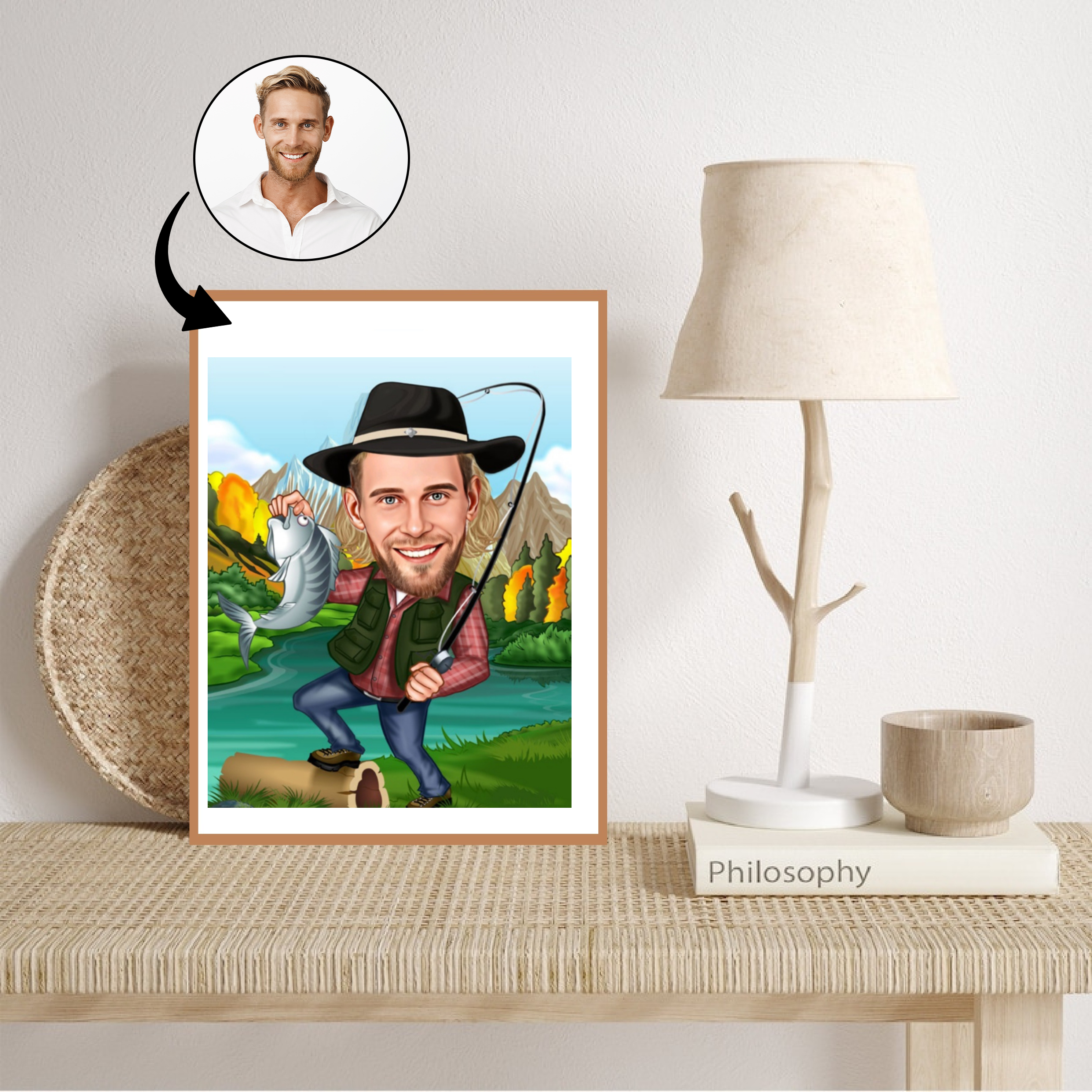 Rejse tema17 (1 person) - karikaturtegning efter dine fotos - Just Karikatur