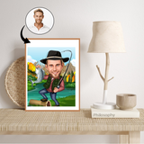 Rejse tema17 (1 person) - karikaturtegning efter dine fotos - Just Karikatur