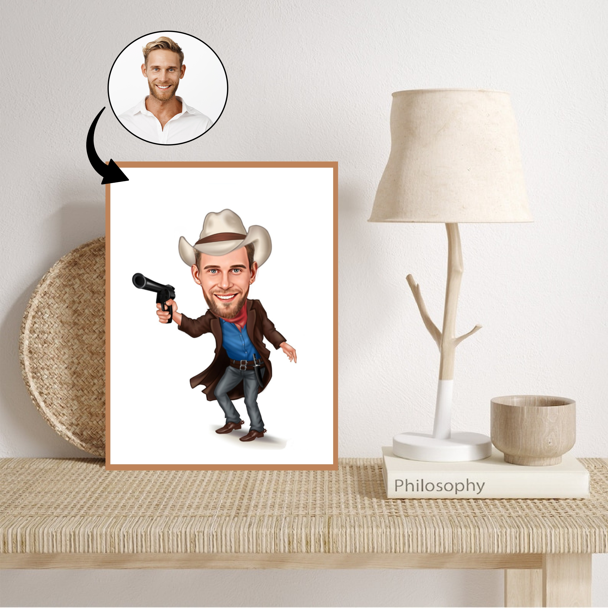 Til ham tema31 (1 person) - karikaturtegning efter dine fotos - Just Karikatur