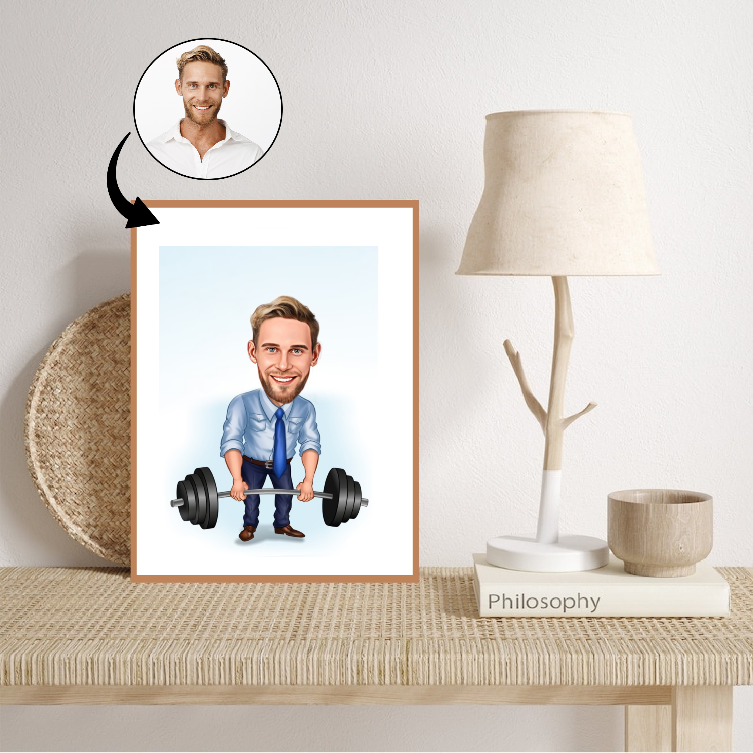 Virksomhed tema9 (1 person) - karikaturtegning efter dine fotos - Just Karikatur