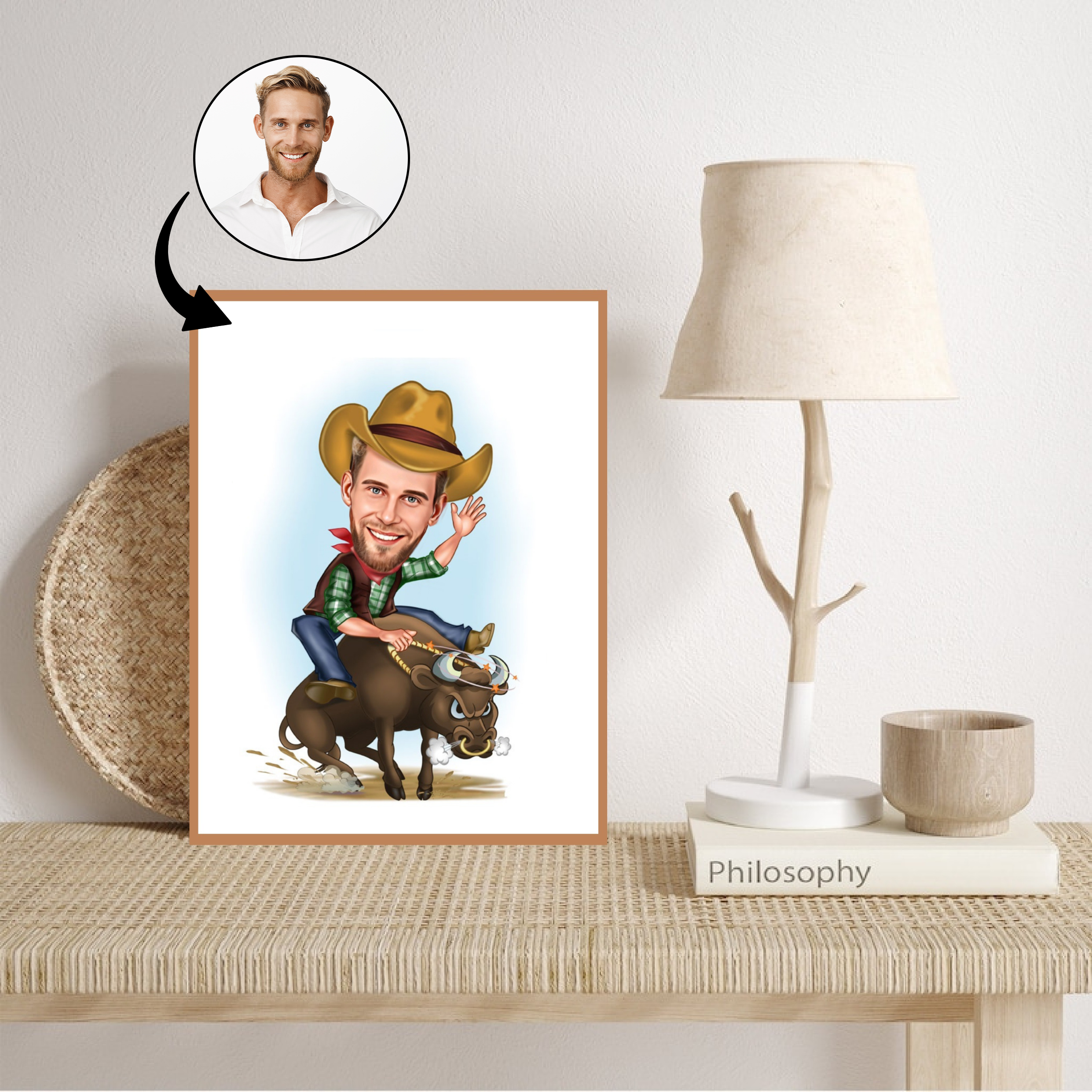 Til ham tema65 (1 person) - karikaturtegning efter dine fotos - Just Karikatur