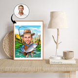 Rejse tema11 (1 person) - karikaturtegning efter dine fotos - Just Karikatur