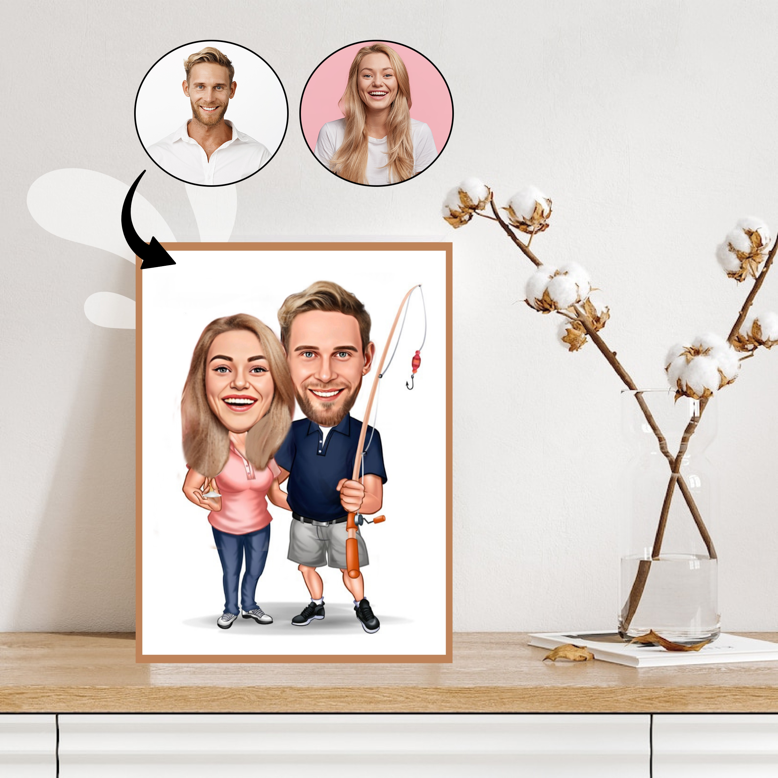 Par tema60 (2 personer) - karikaturtegning efter dine fotos - Just Karikatur