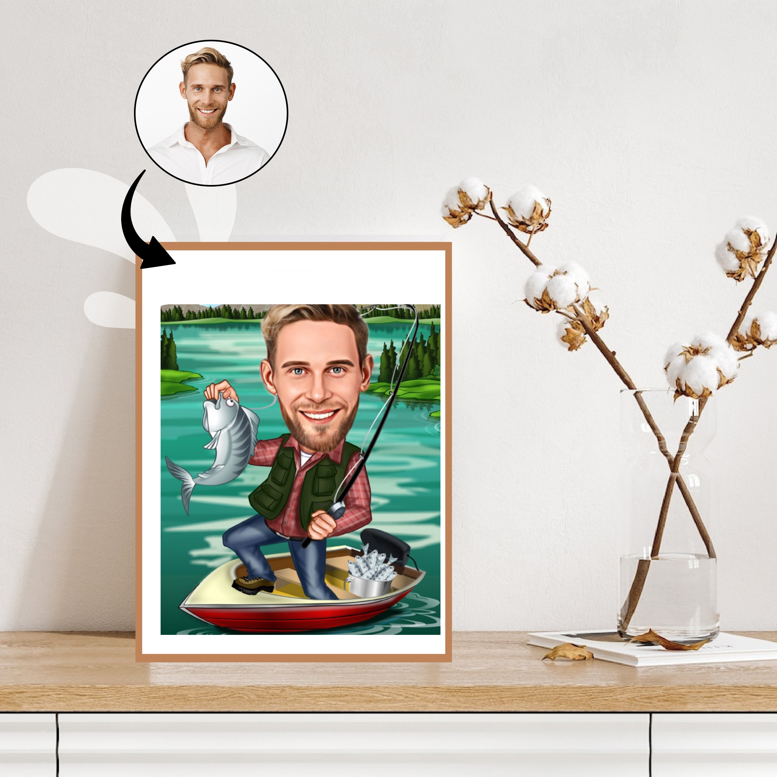 Rejse tema18 (1 person) - karikaturtegning efter dine fotos - Just Karikatur