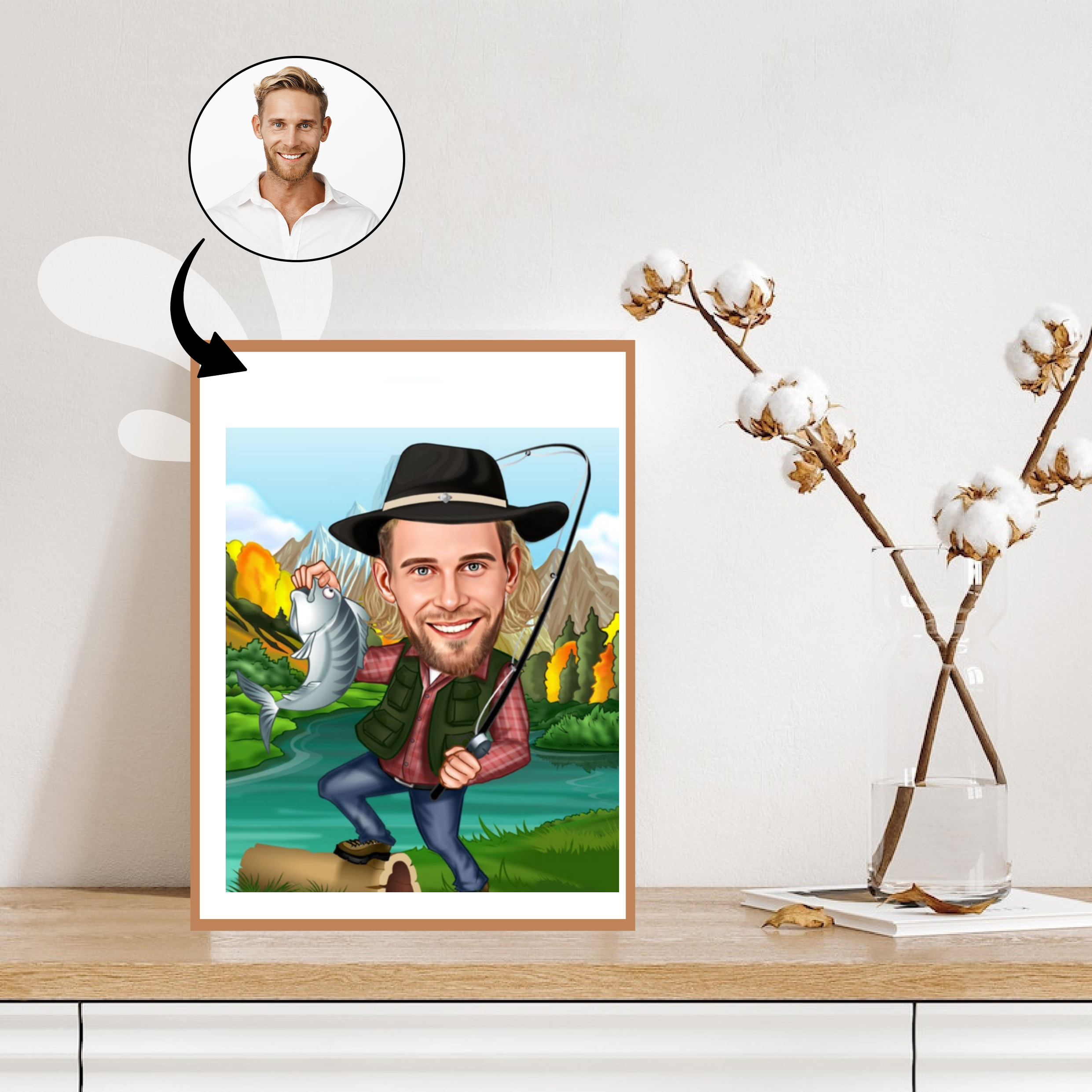 Rejse tema17 (1 person) - karikaturtegning efter dine fotos - Just Karikatur