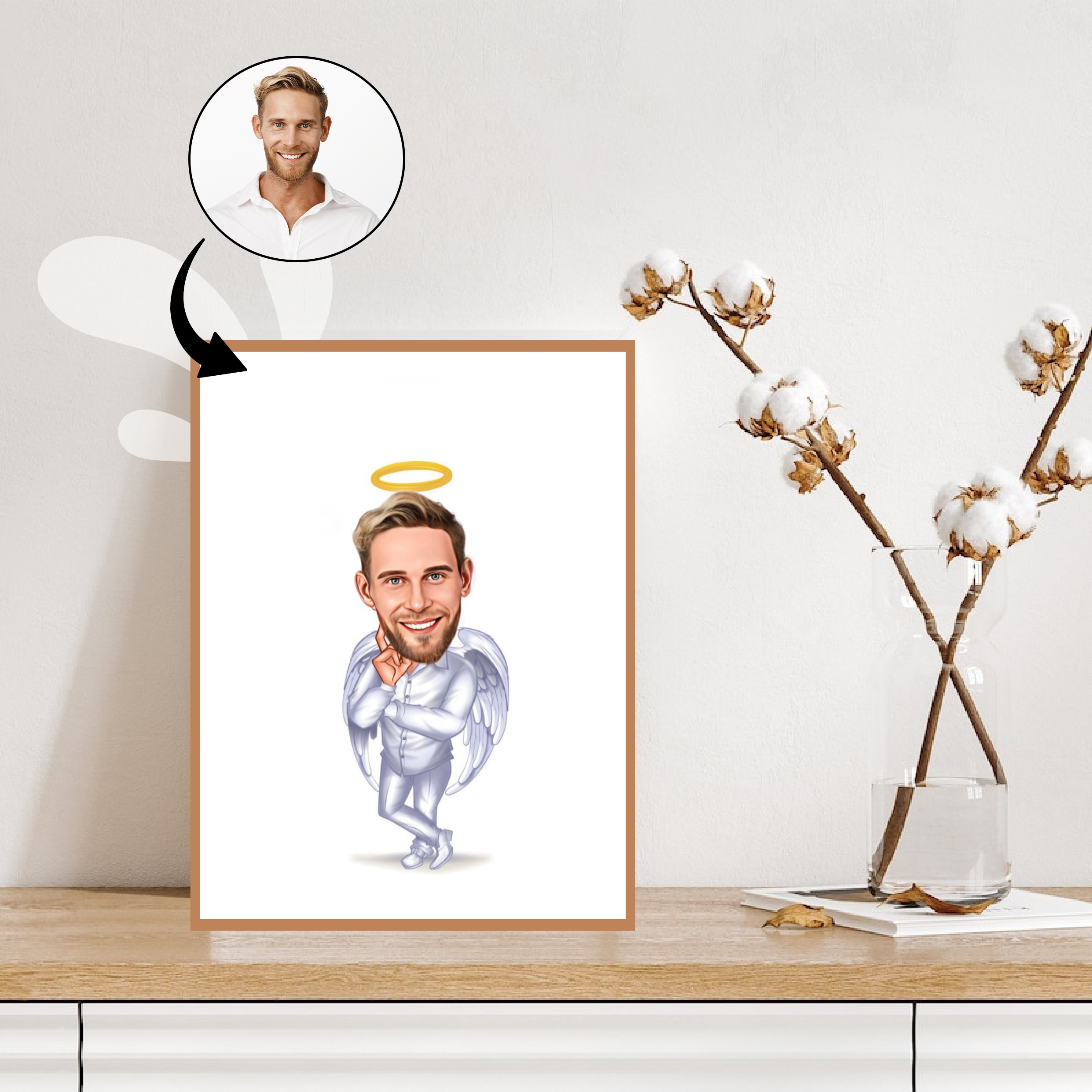 Til ham tema39 (1 person) - karikaturtegning efter dine fotos - Just Karikatur