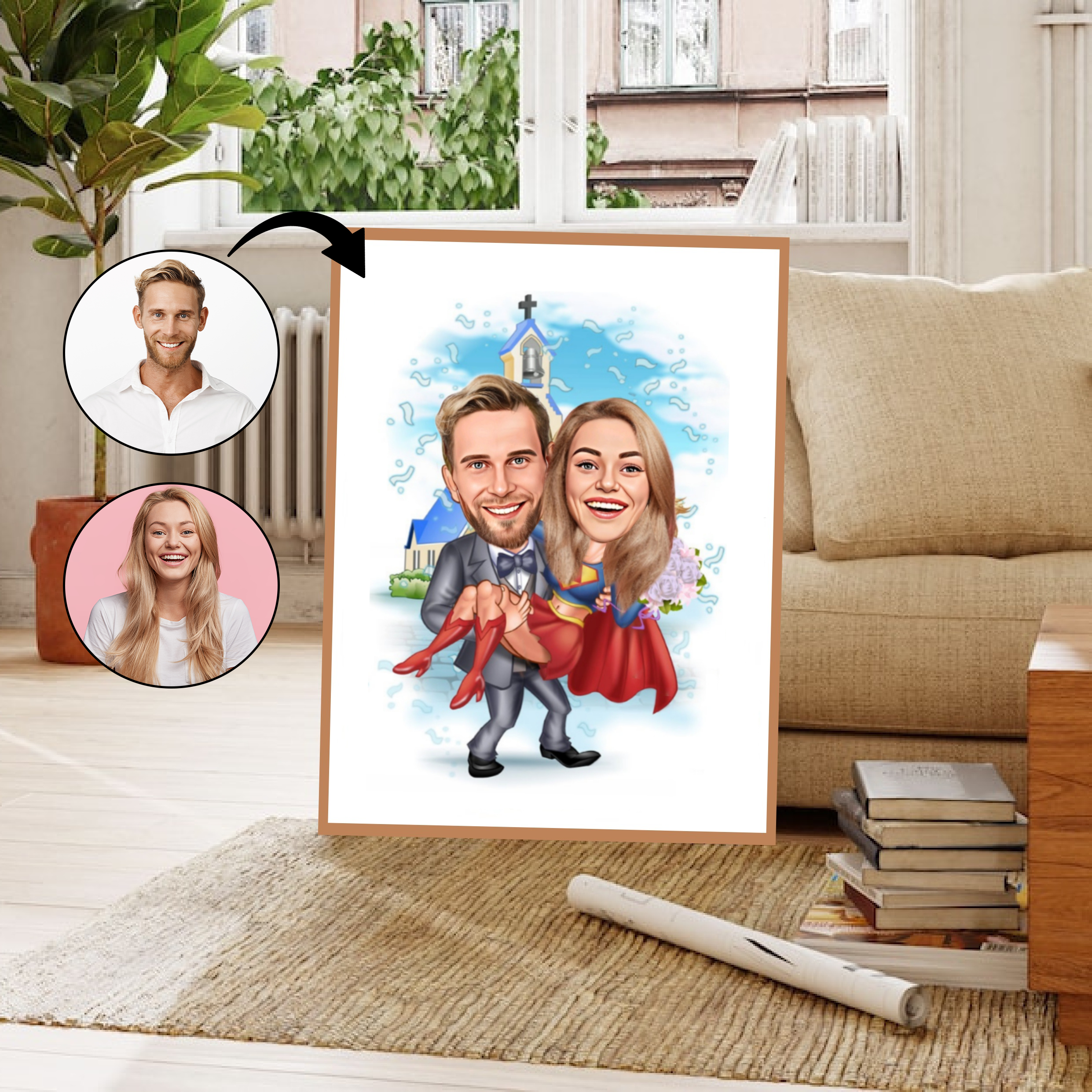 Par tema30 (2 personer) - karikaturtegning efter dine fotos - Just Karikatur