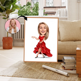 Til hende tema39 (1 person) - karikaturtegning efter dine fotos - Just Karikatur