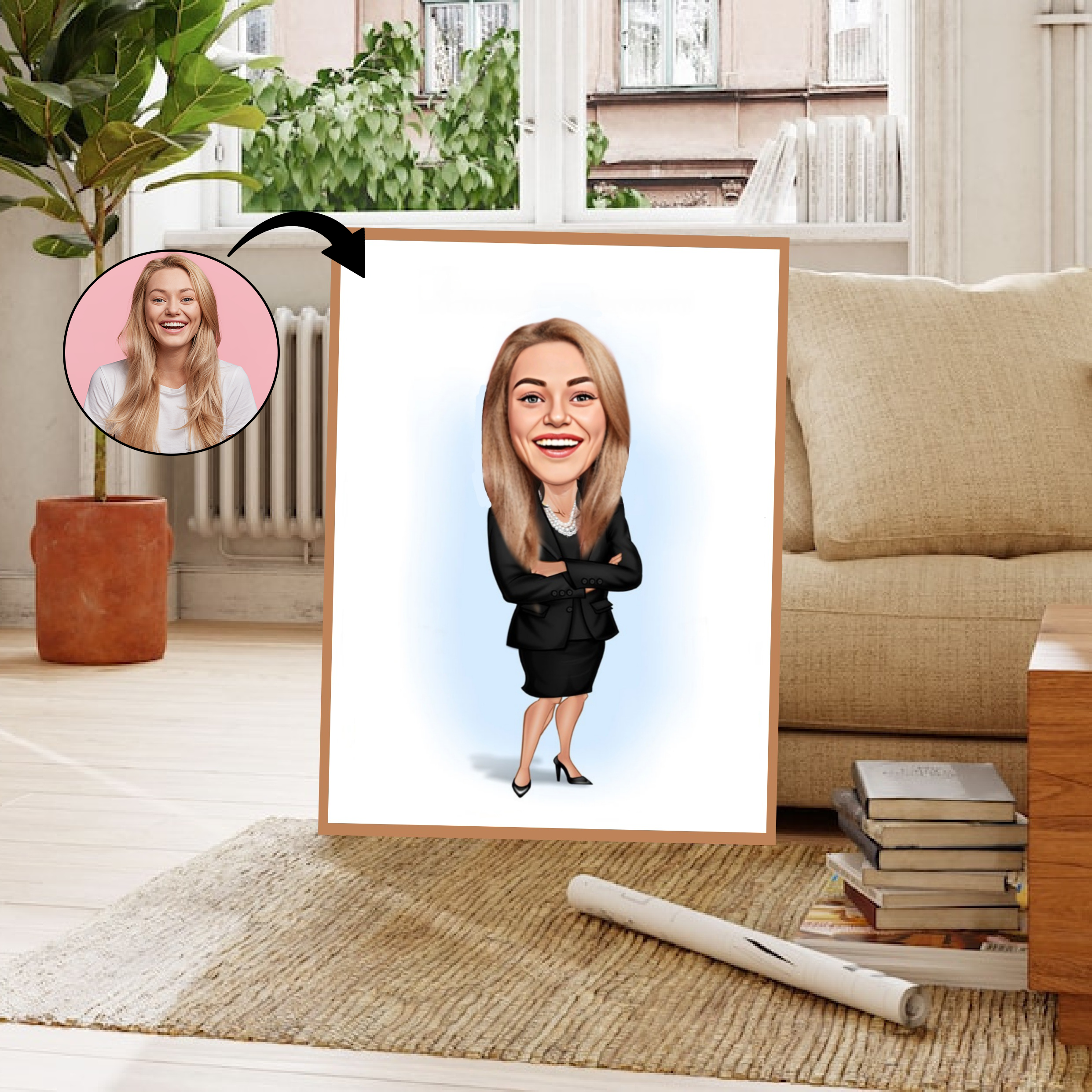 Virksomhed tema71 (1 person) - karikaturtegning efter dine fotos - Just Karikatur