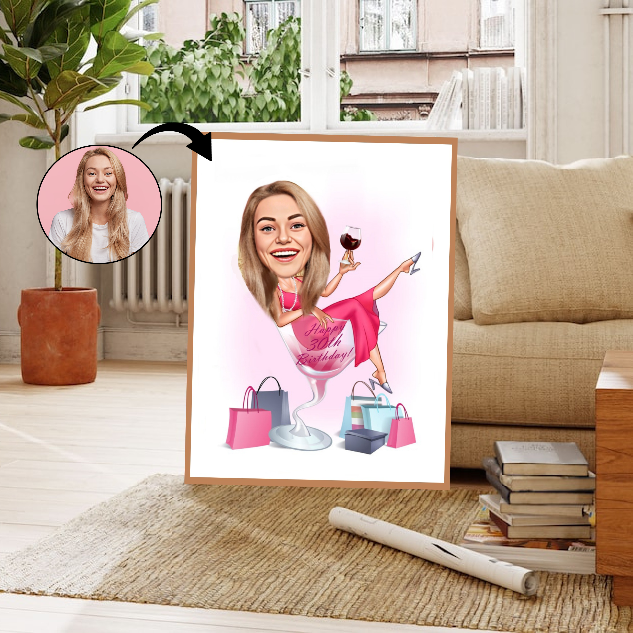 Fødselsdag tema6 (1 person) - karikaturtegning efter dine fotos - Just Karikatur