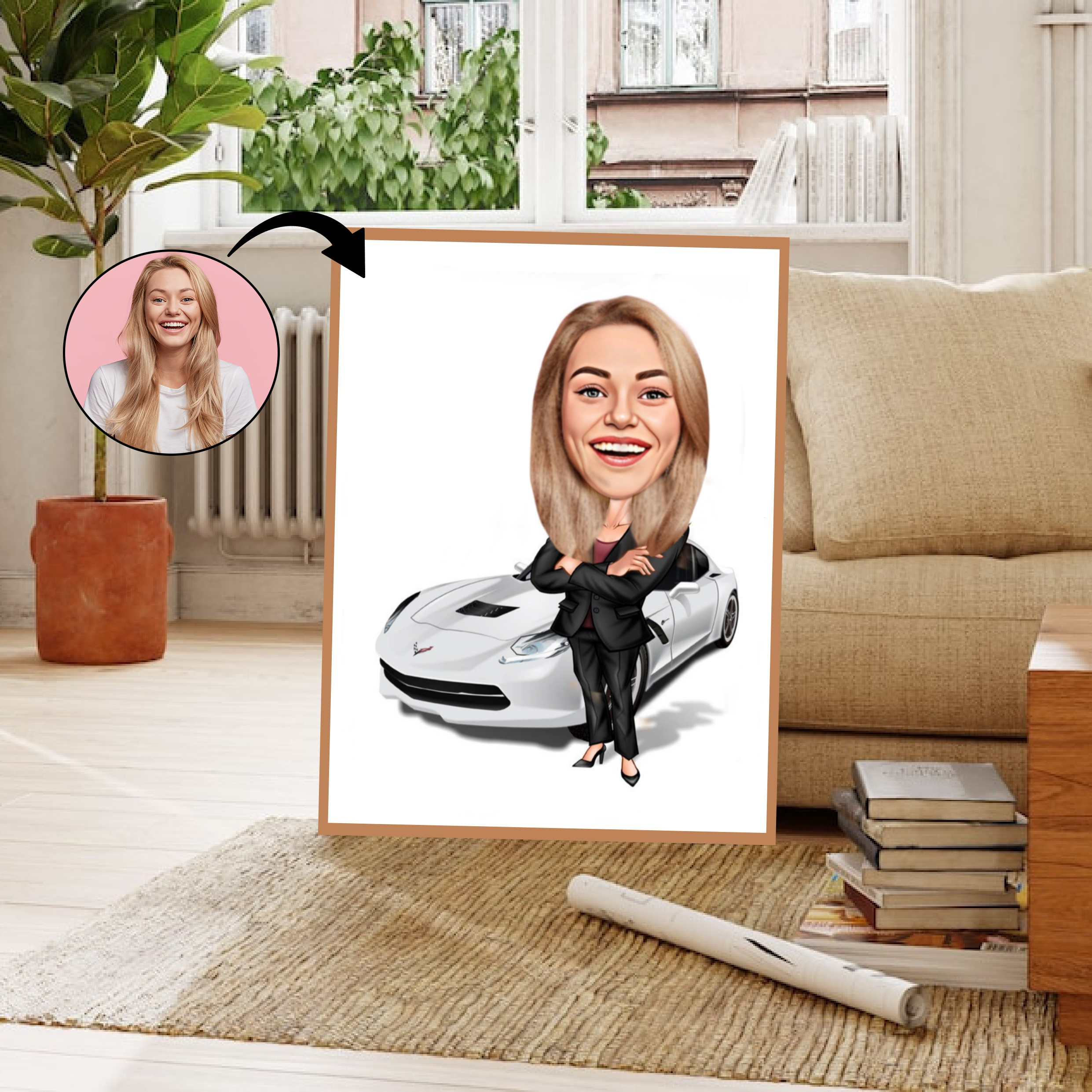 Virksomhed tema45 (1 person) - karikaturtegning efter dine fotos - Just Karikatur