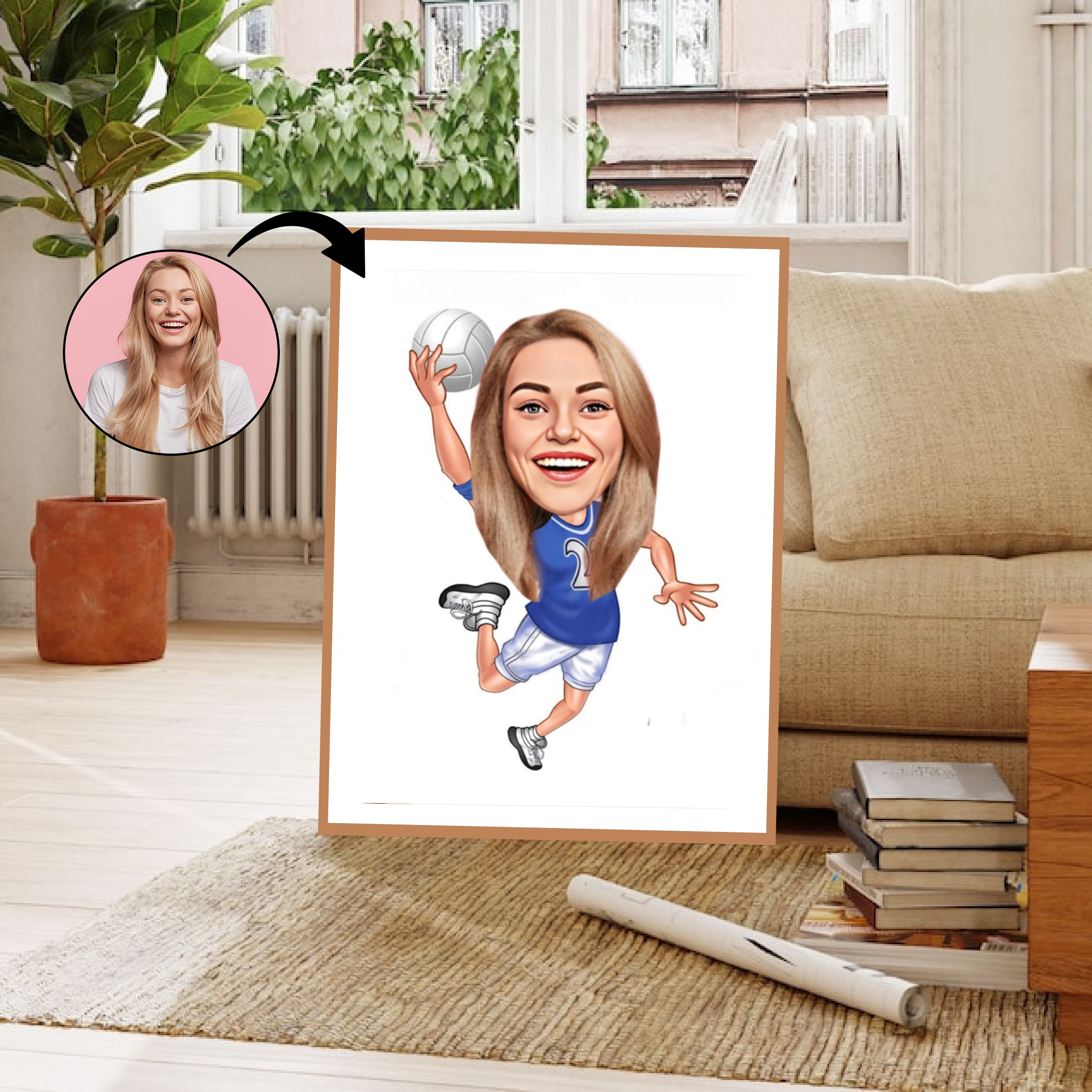 Sports tema69 (1 person) - karikaturtegning efter dine fotos - Just Karikatur