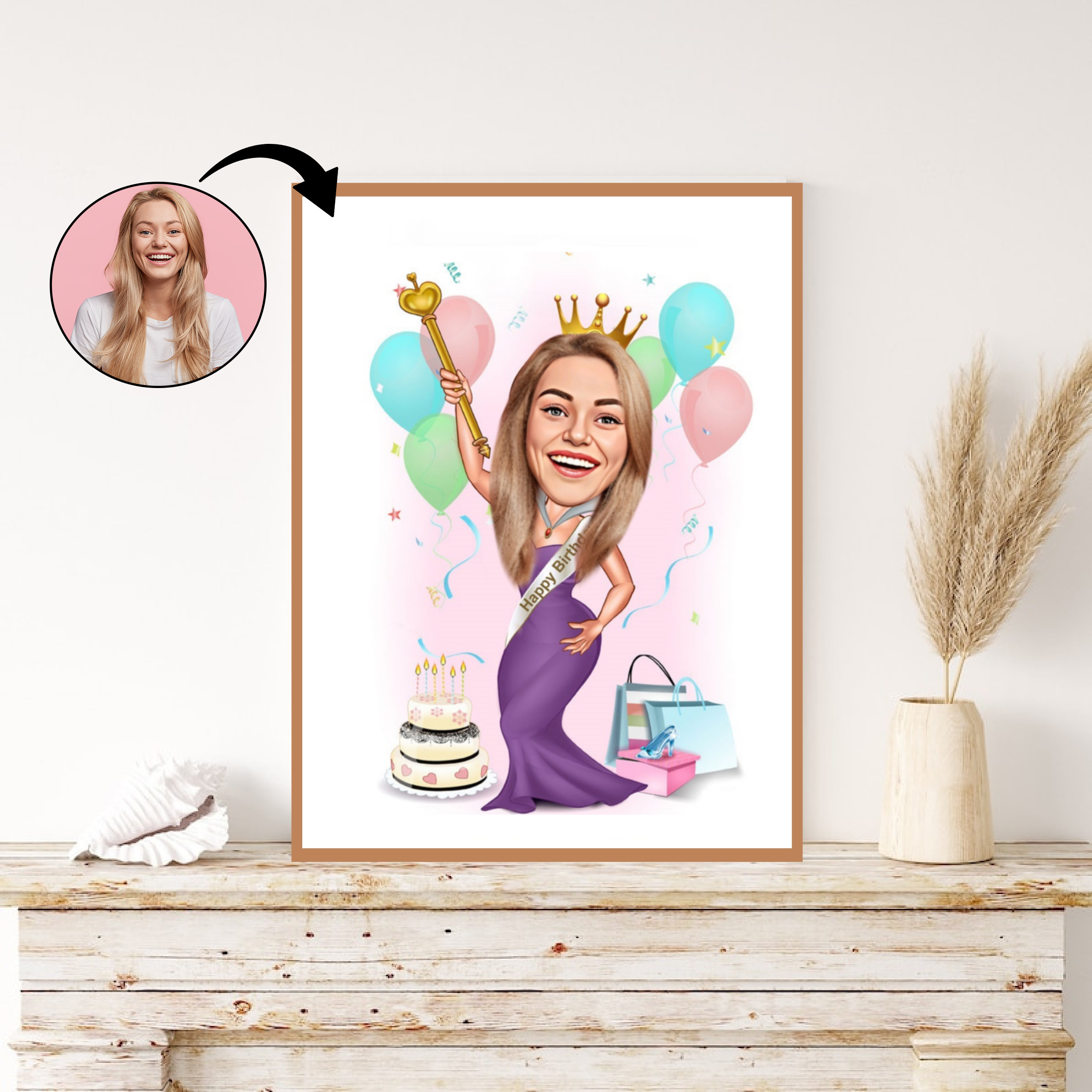 Kopi af Fødselsdag tema5 (1 person) - karikaturtegning efter dine fotos - Just Karikatur