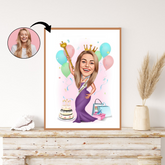 Kopi af Fødselsdag tema5 (1 person) - karikaturtegning efter dine fotos - Just Karikatur