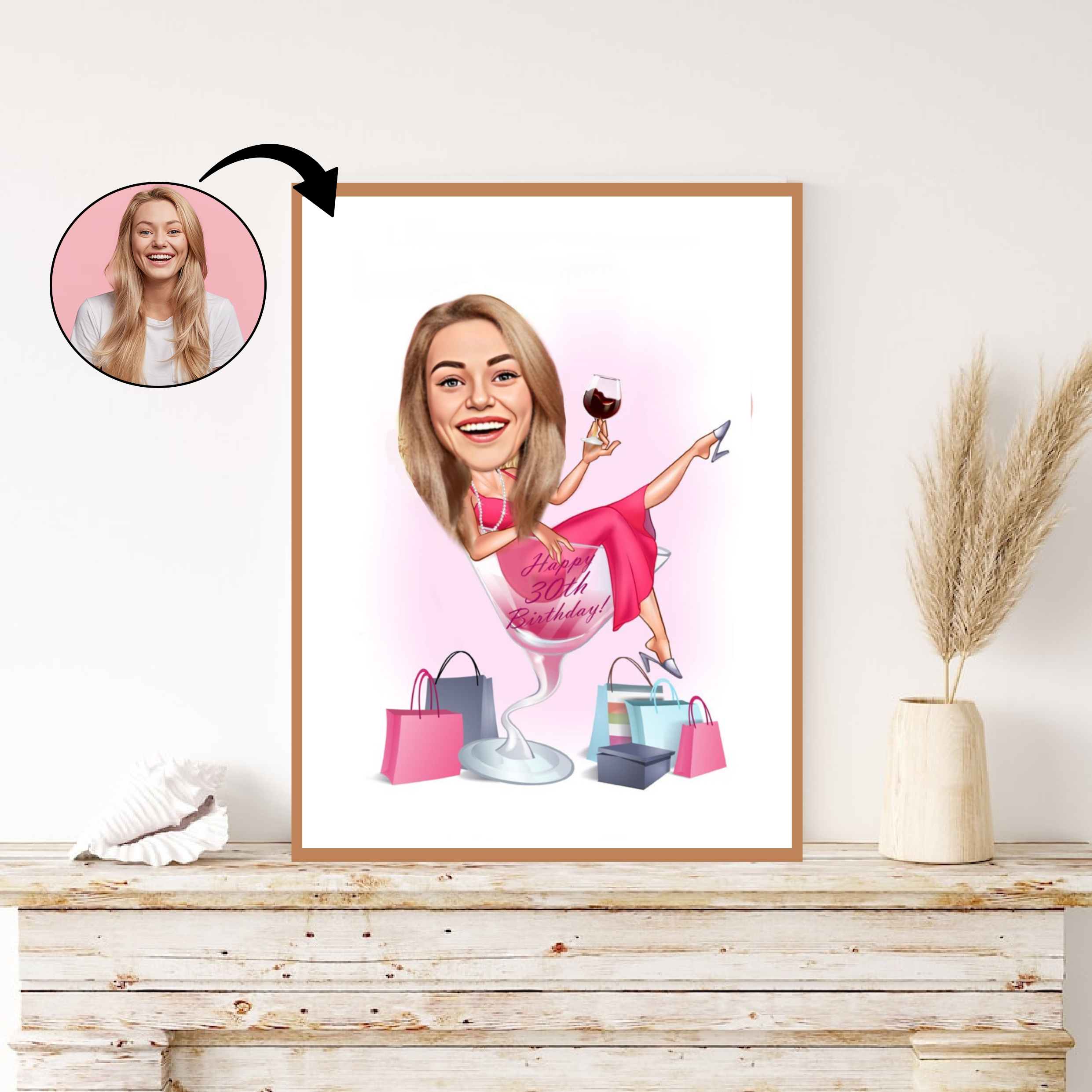 Fødselsdag tema6 (1 person) - karikaturtegning efter dine fotos - Just Karikatur