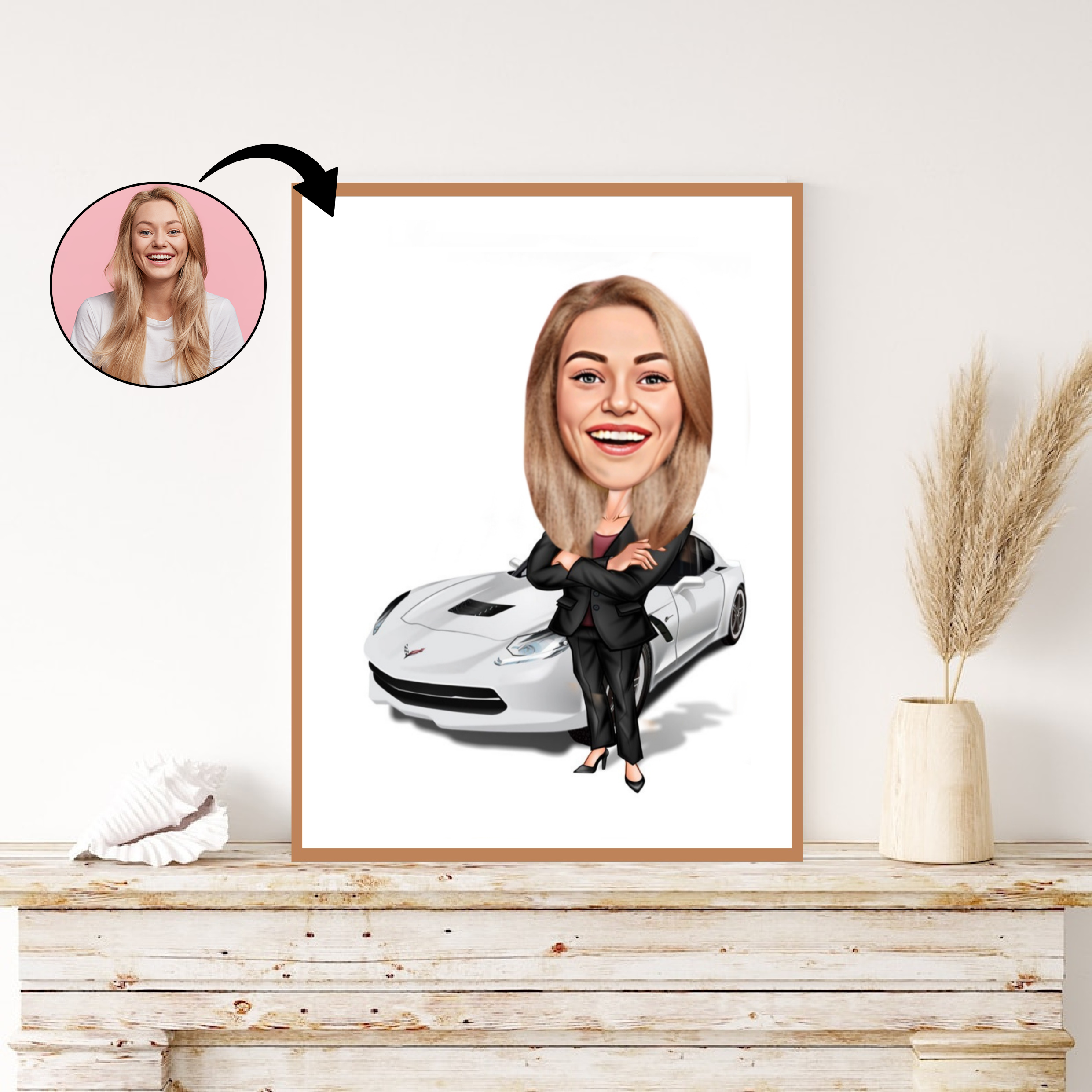 Virksomhed tema45 (1 person) - karikaturtegning efter dine fotos - Just Karikatur