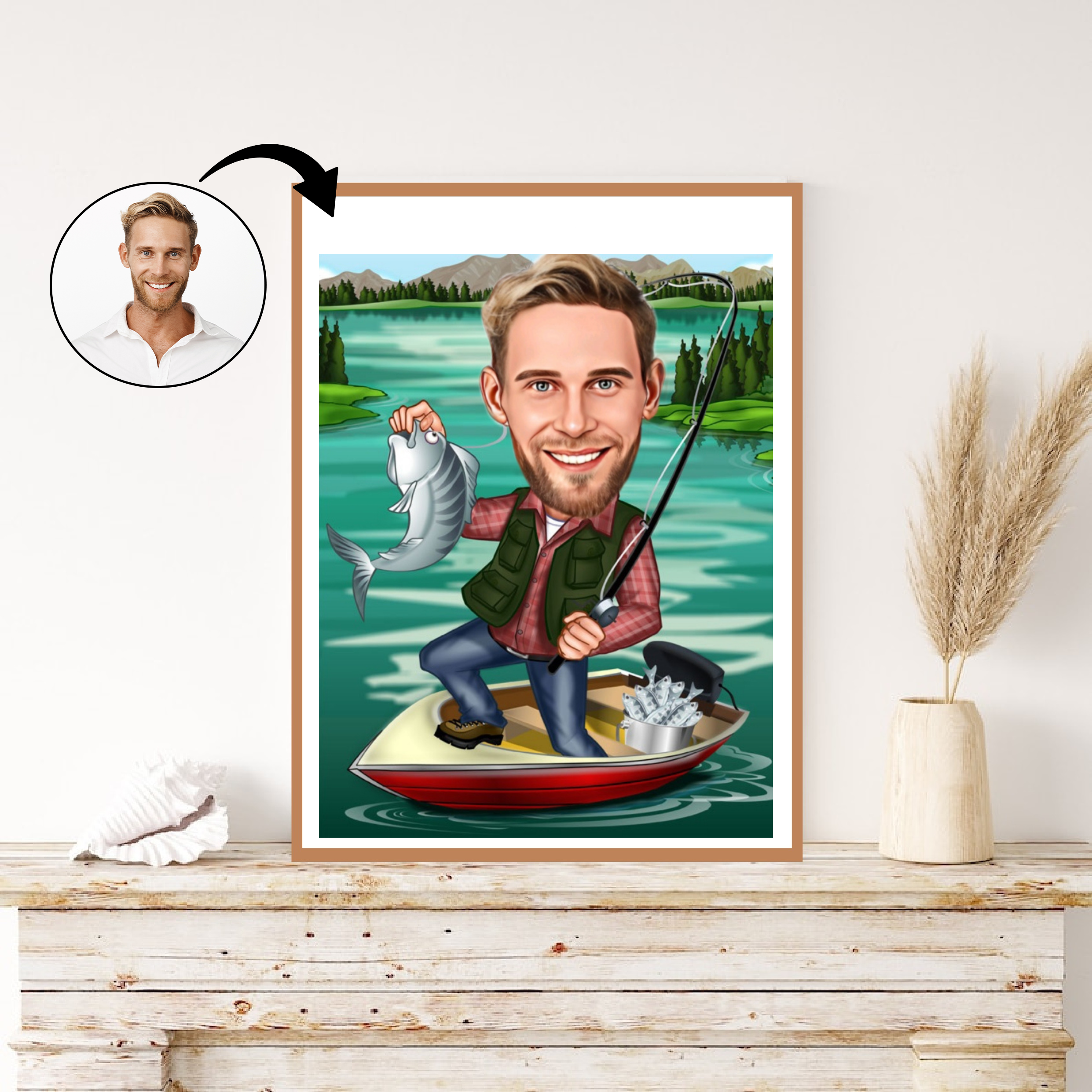 Rejse tema18 (1 person) - karikaturtegning efter dine fotos - Just Karikatur