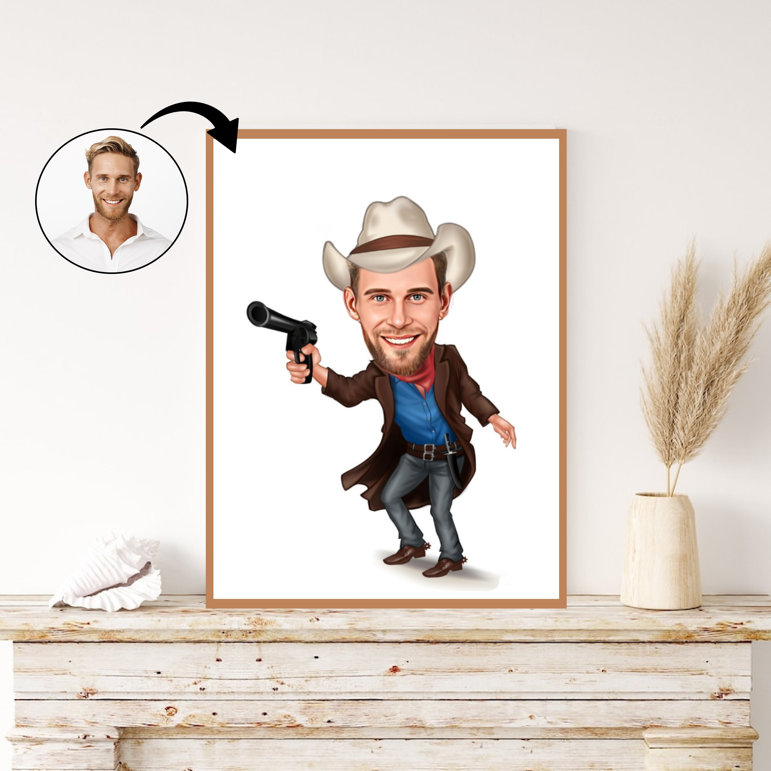 Til ham tema31 (1 person) - karikaturtegning efter dine fotos - Just Karikatur