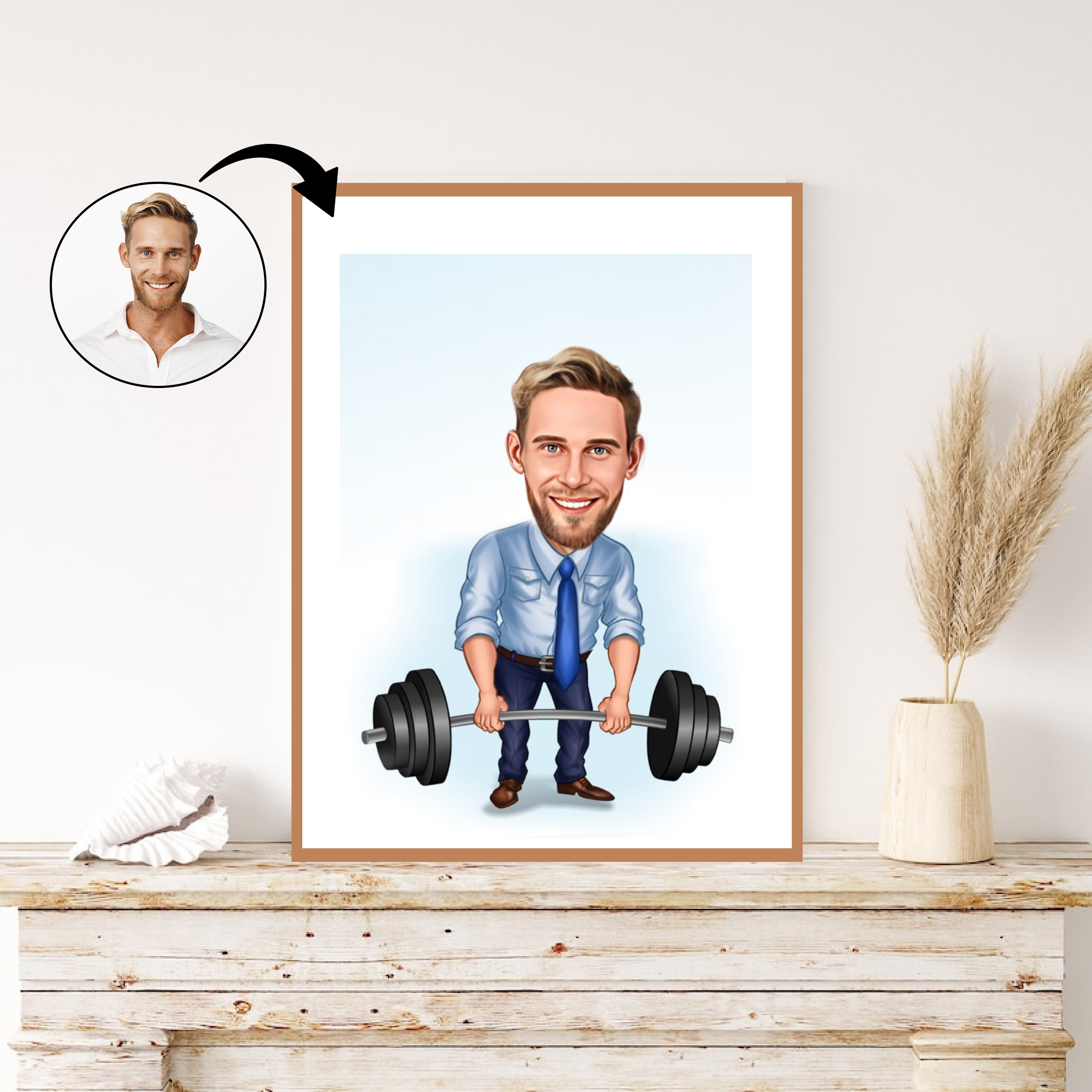 Virksomhed tema9 (1 person) - karikaturtegning efter dine fotos - Just Karikatur