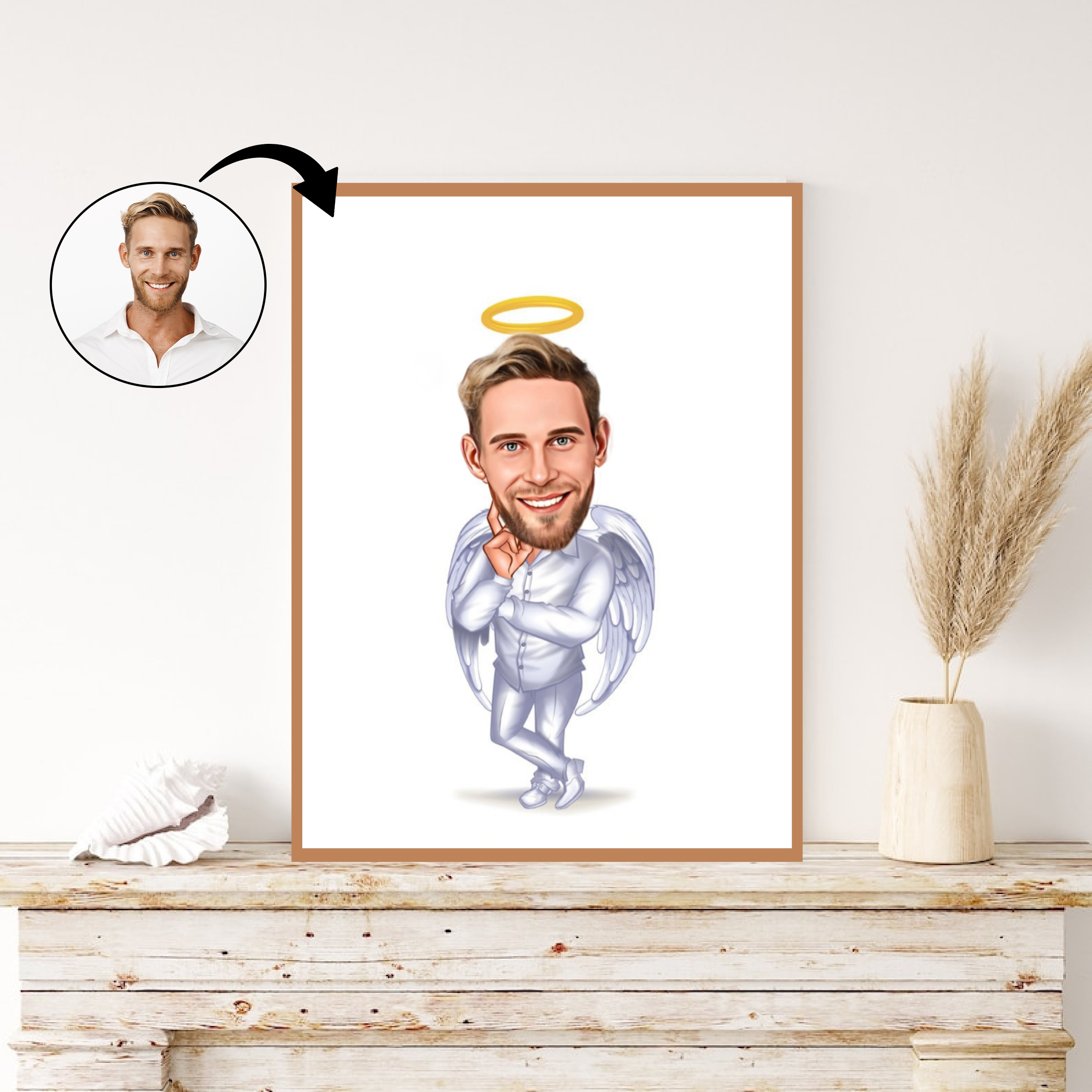 Til ham tema39 (1 person) - karikaturtegning efter dine fotos - Just Karikatur