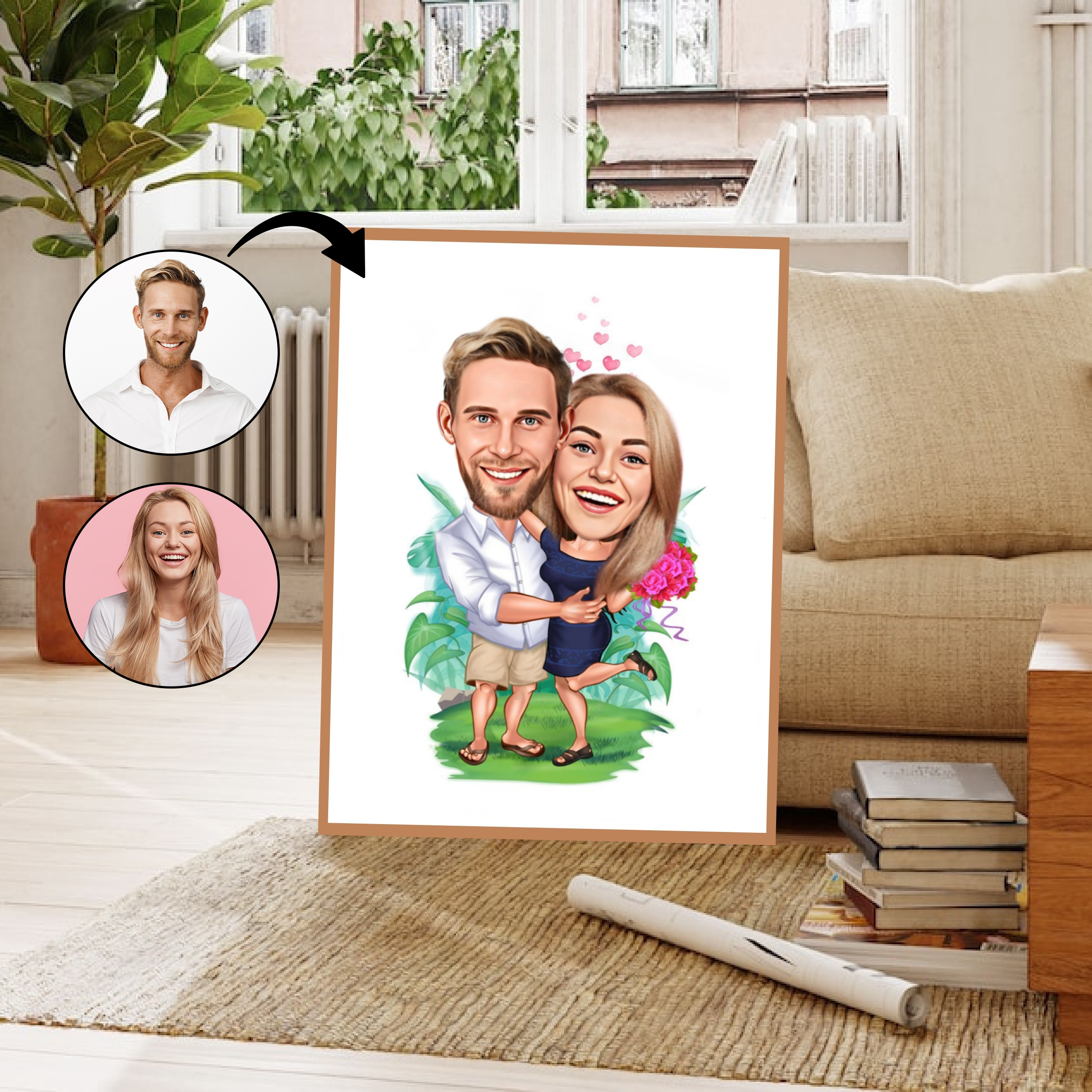 Par tema137 (2 personer) - karikaturtegning efter dine fotos - Just Karikatur