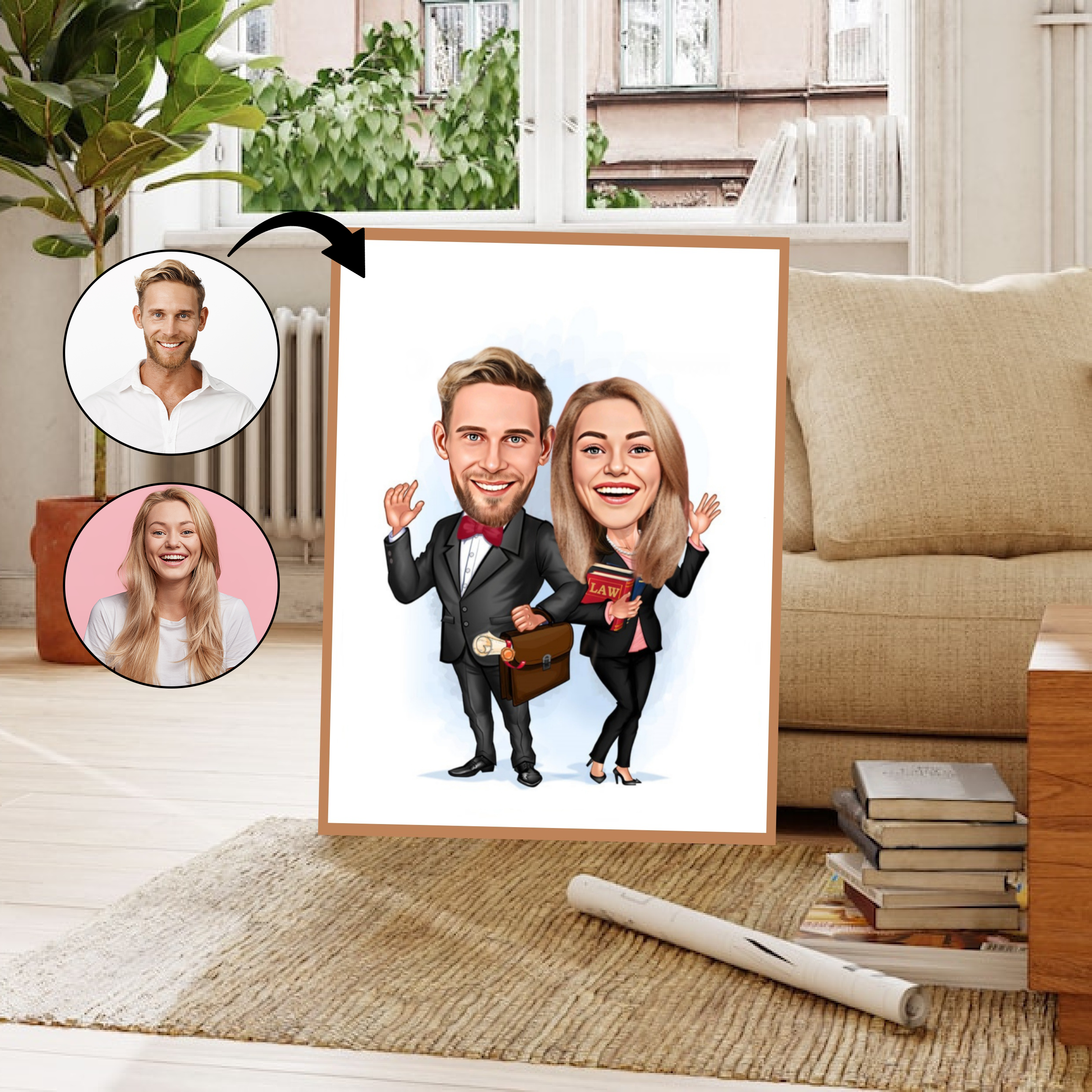 Par tema102 (2 personer) - karikaturtegning efter dine fotos - Just Karikatur