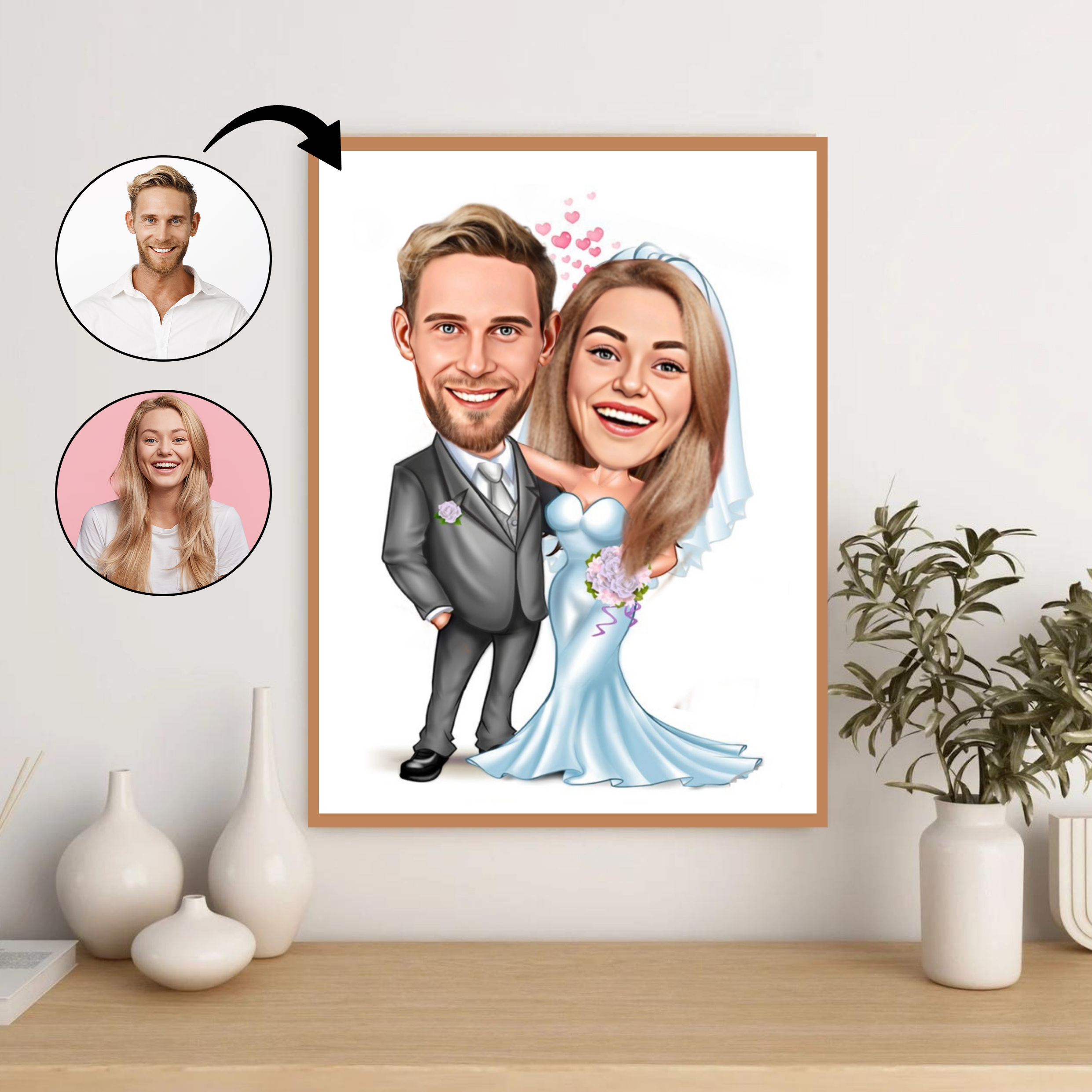 Par tema10 (2 personer) - karikaturtegning efter dine fotos - Just Karikatur