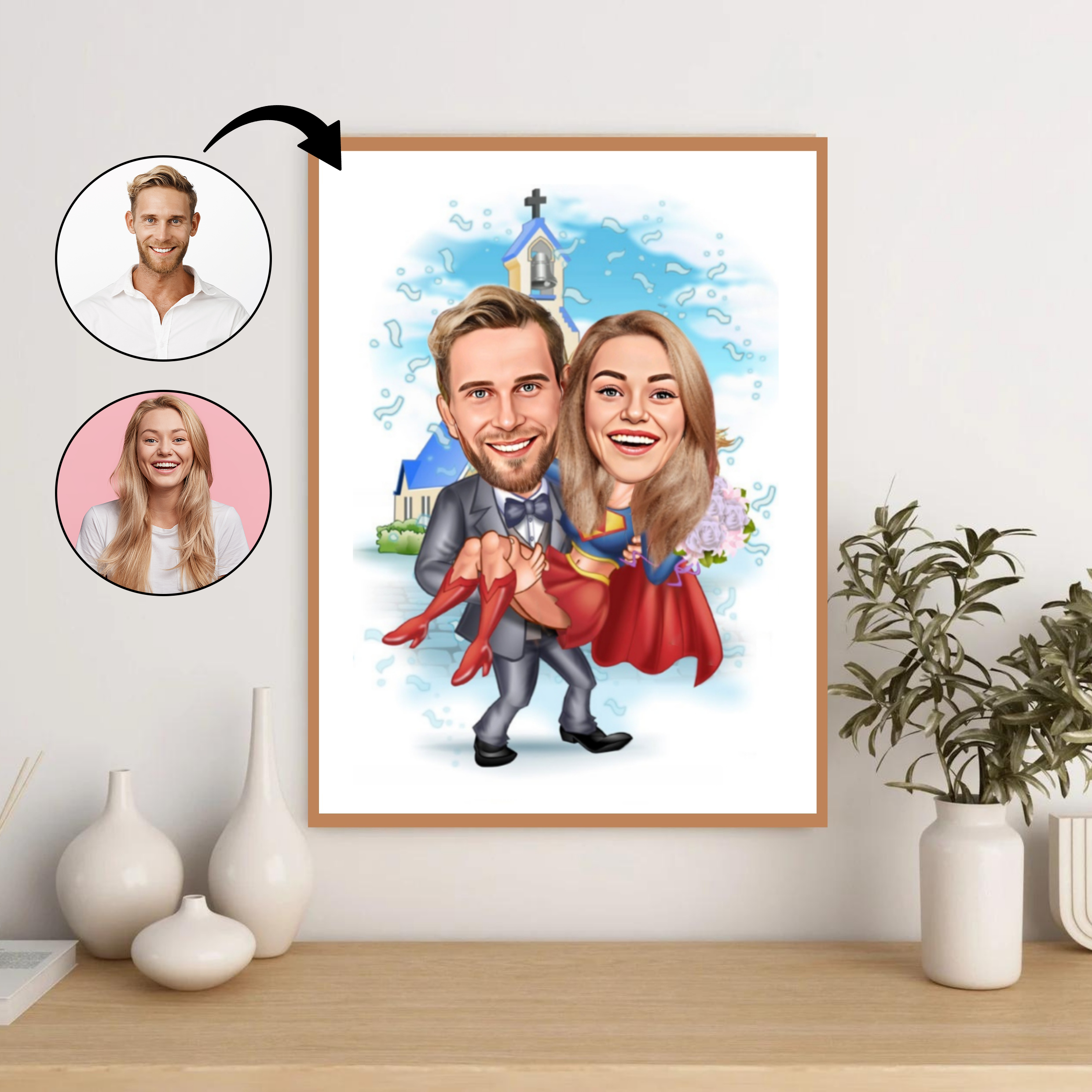 Par tema30 (2 personer) - karikaturtegning efter dine fotos - Just Karikatur