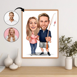 Par tema60 (2 personer) - karikaturtegning efter dine fotos - Just Karikatur