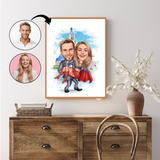 Par tema30 (2 personer) - karikaturtegning efter dine fotos - Just Karikatur