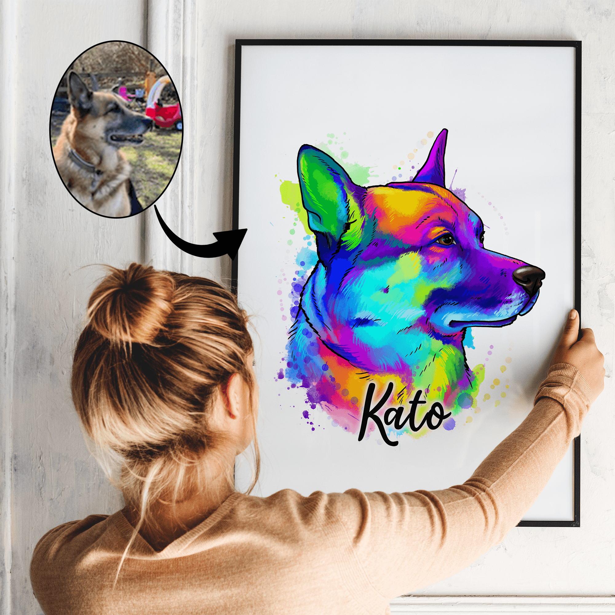 Vandmaleri af dyr - maleri efter dine fotos - Just Karikatur